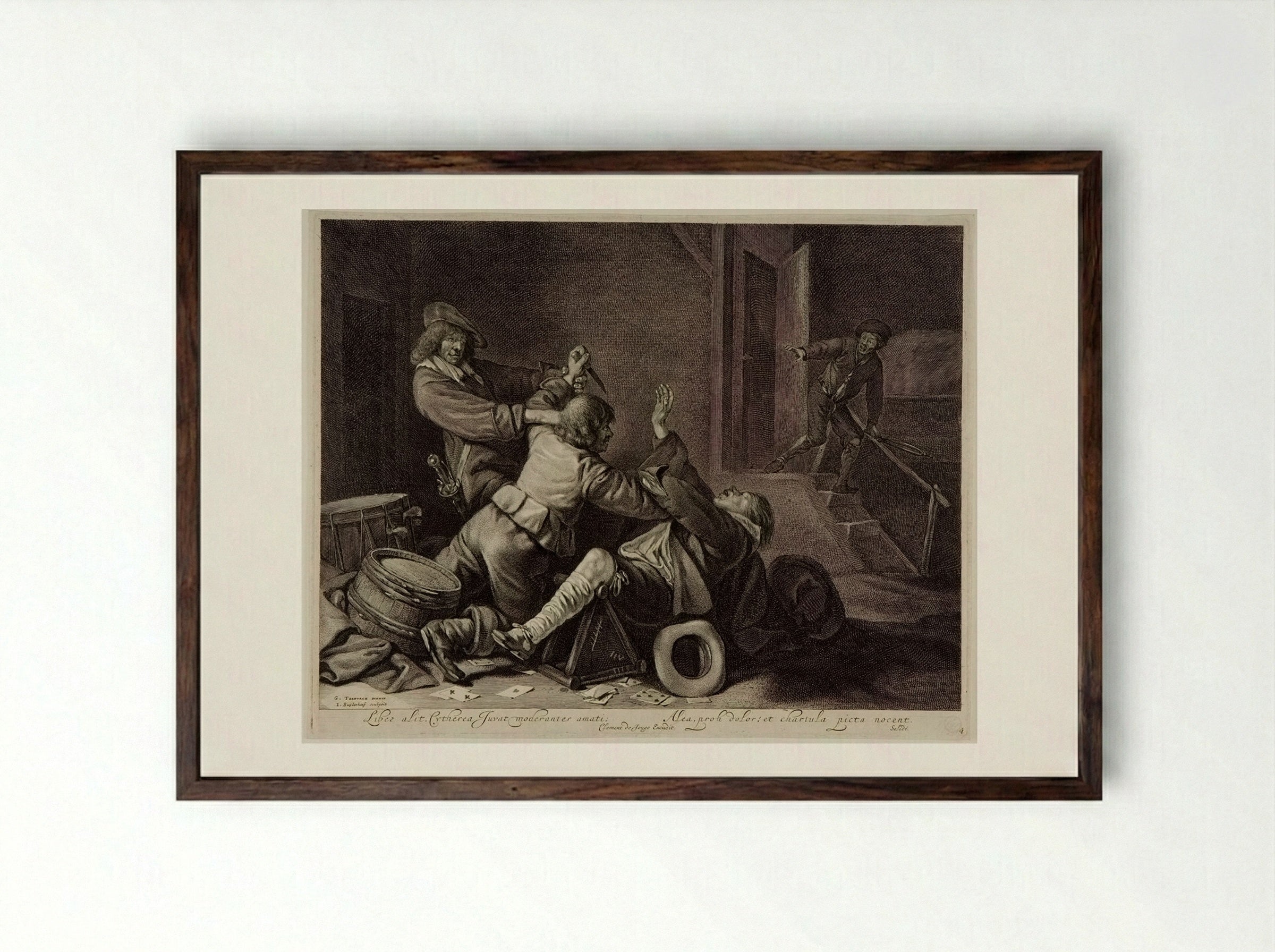 Knife-Fighters - Jonas Suyderhoef - Framed Print Dark Wood