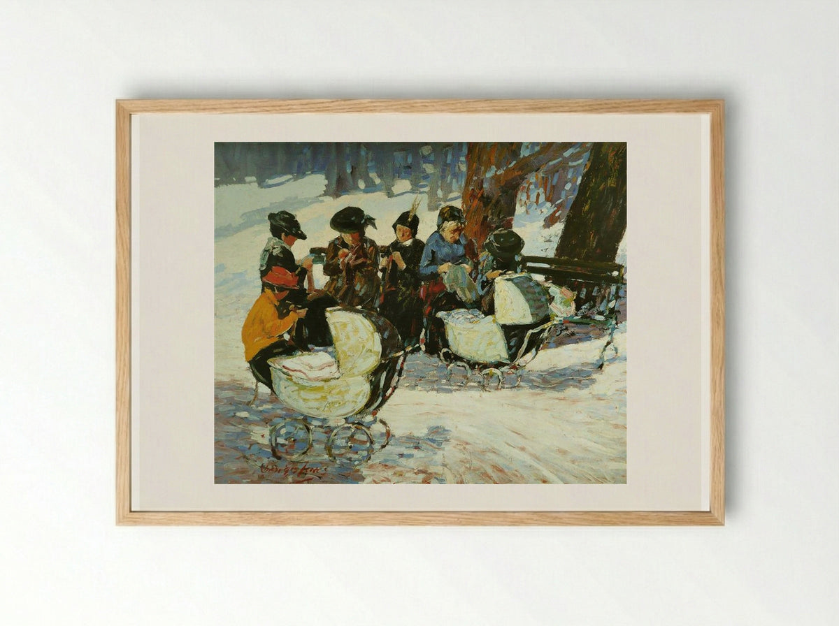 Knitting for the Soldiers, High Bridge Park - George Luks - Framed Print Wood