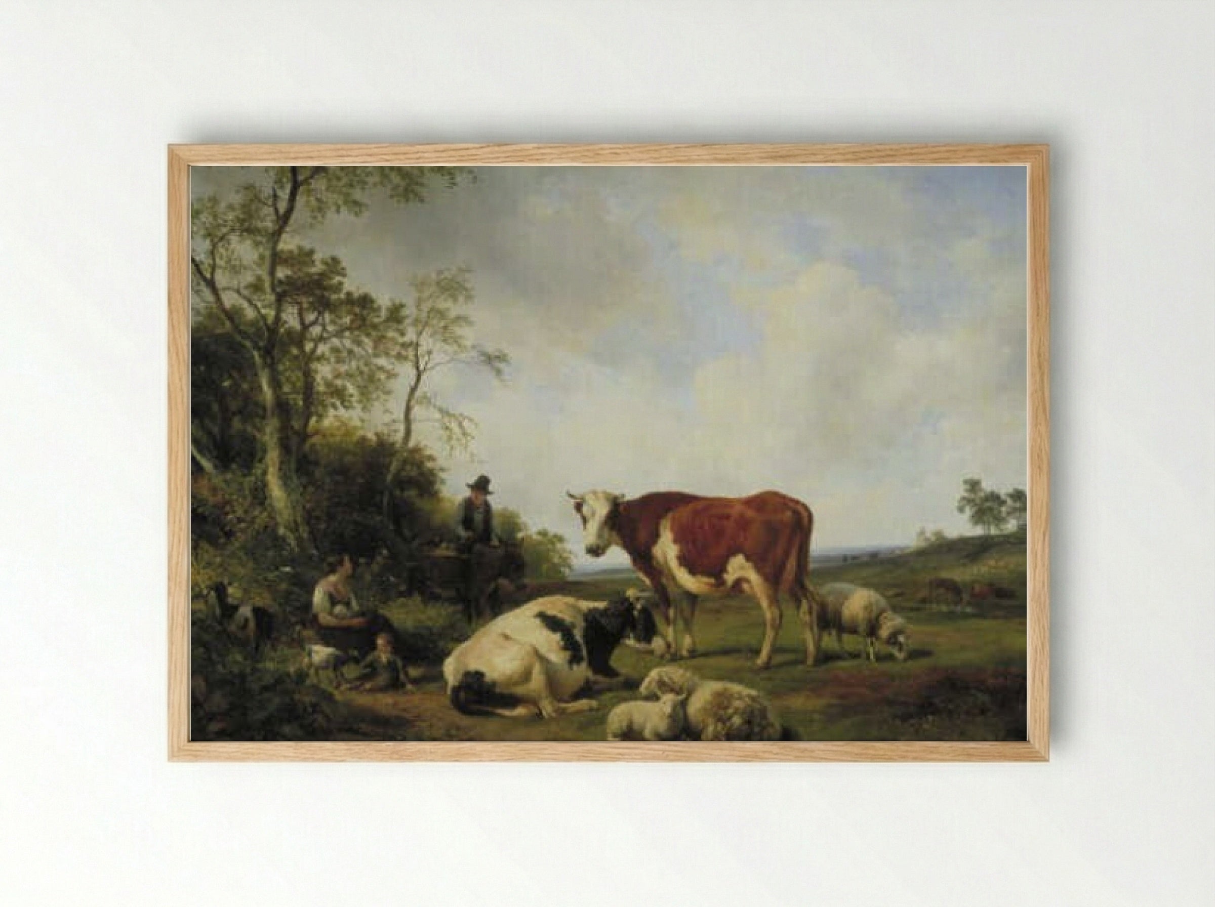 Koe in landschap - Hendrikus van de Sande Bakhuyzen - Framed Print Wood