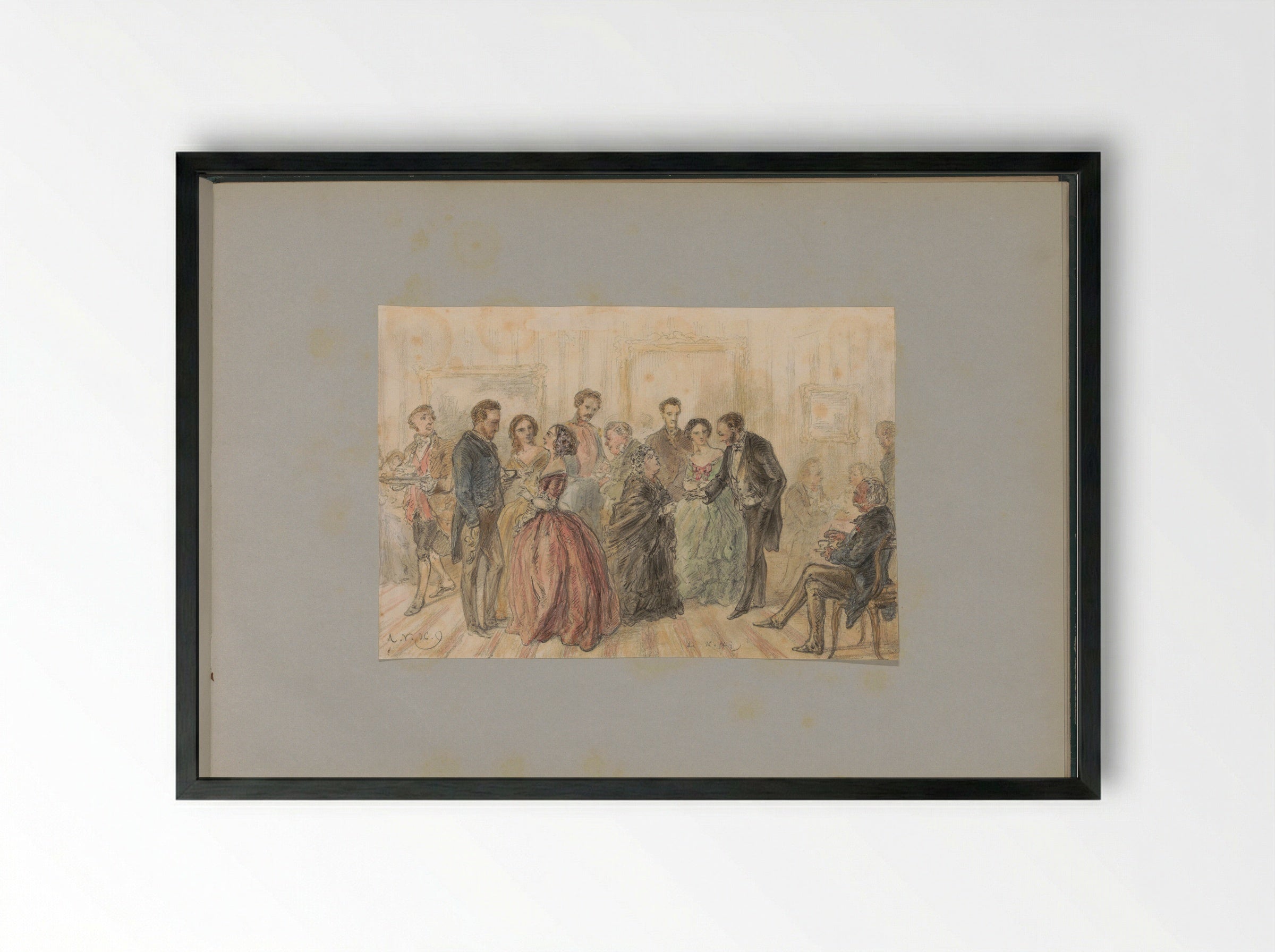 Koffiebijeenkomst in een interieur - Alexander Ver Huell - Framed Print Black