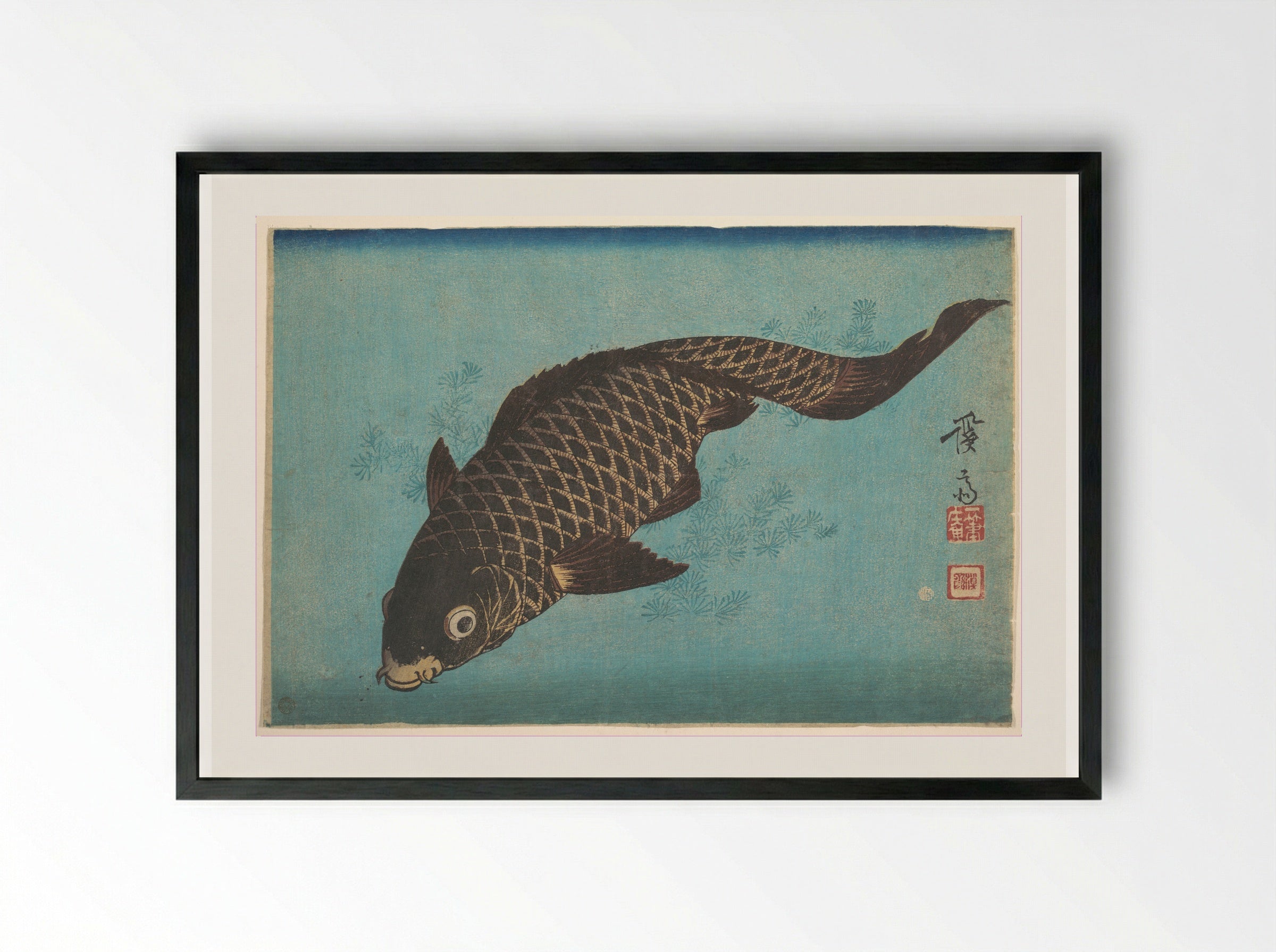 Koi - Keisai Eisen - Framed Print Black