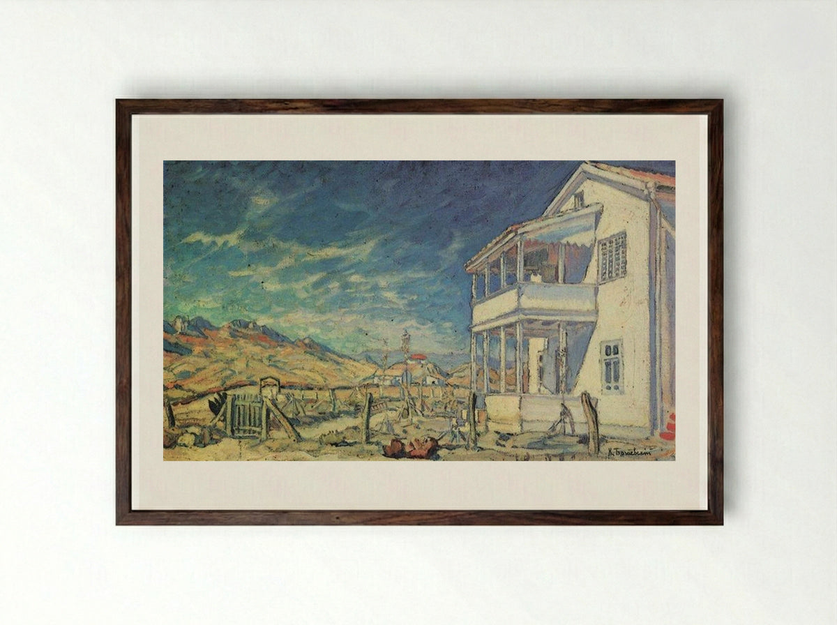 Koktebel. House of Maximilian Voloshin - Konstantin Bogaevsky - Framed Print Dark Wood
