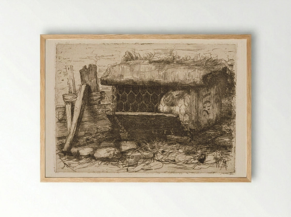 Konijnenhok (Rabbit Hutch) - Wally Moes - Framed Print Wood