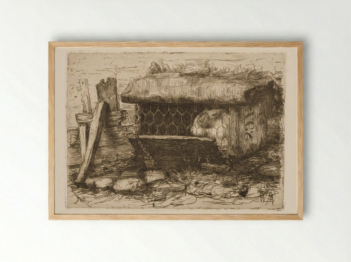 Konijnenhok (Rabbit Hutch) - Wally Moes - Framed Print Wood