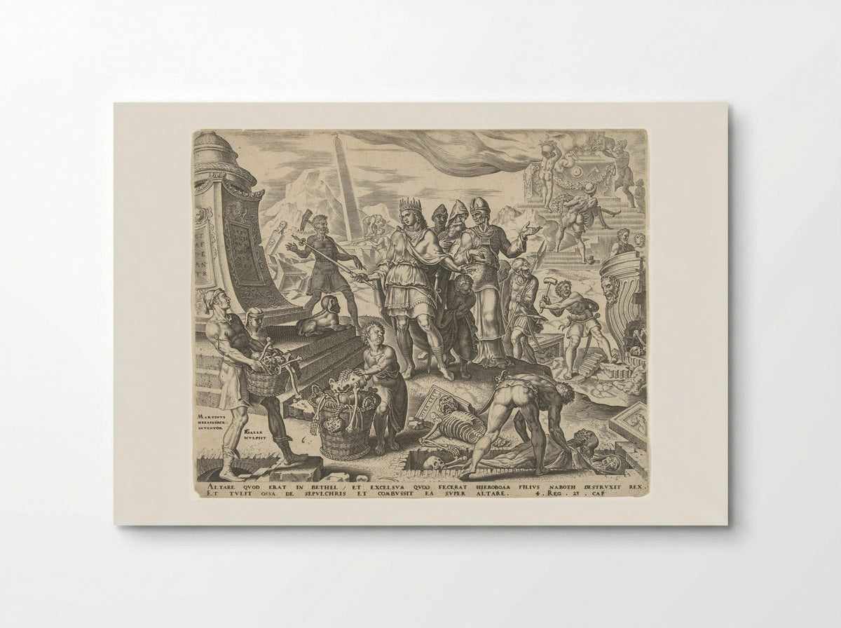 Koning Josia laat de offerplaats in Betel ontheiligen - Hieronymus Varlenius - Poster