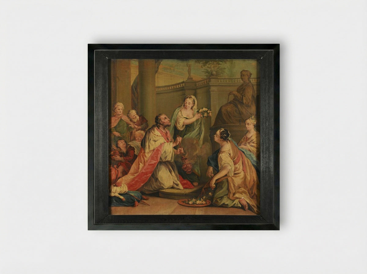 Koning Salomo in gebed tot God (Kon. I, vs. 8) - Rienk Keyert - Framed Print Black