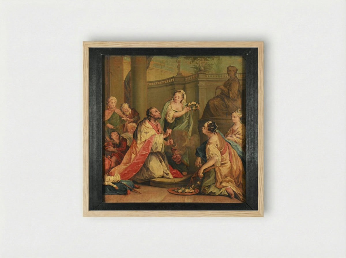 Koning Salomo in gebed tot God (Kon. I, vs. 8) - Rienk Keyert - Framed Print Wood