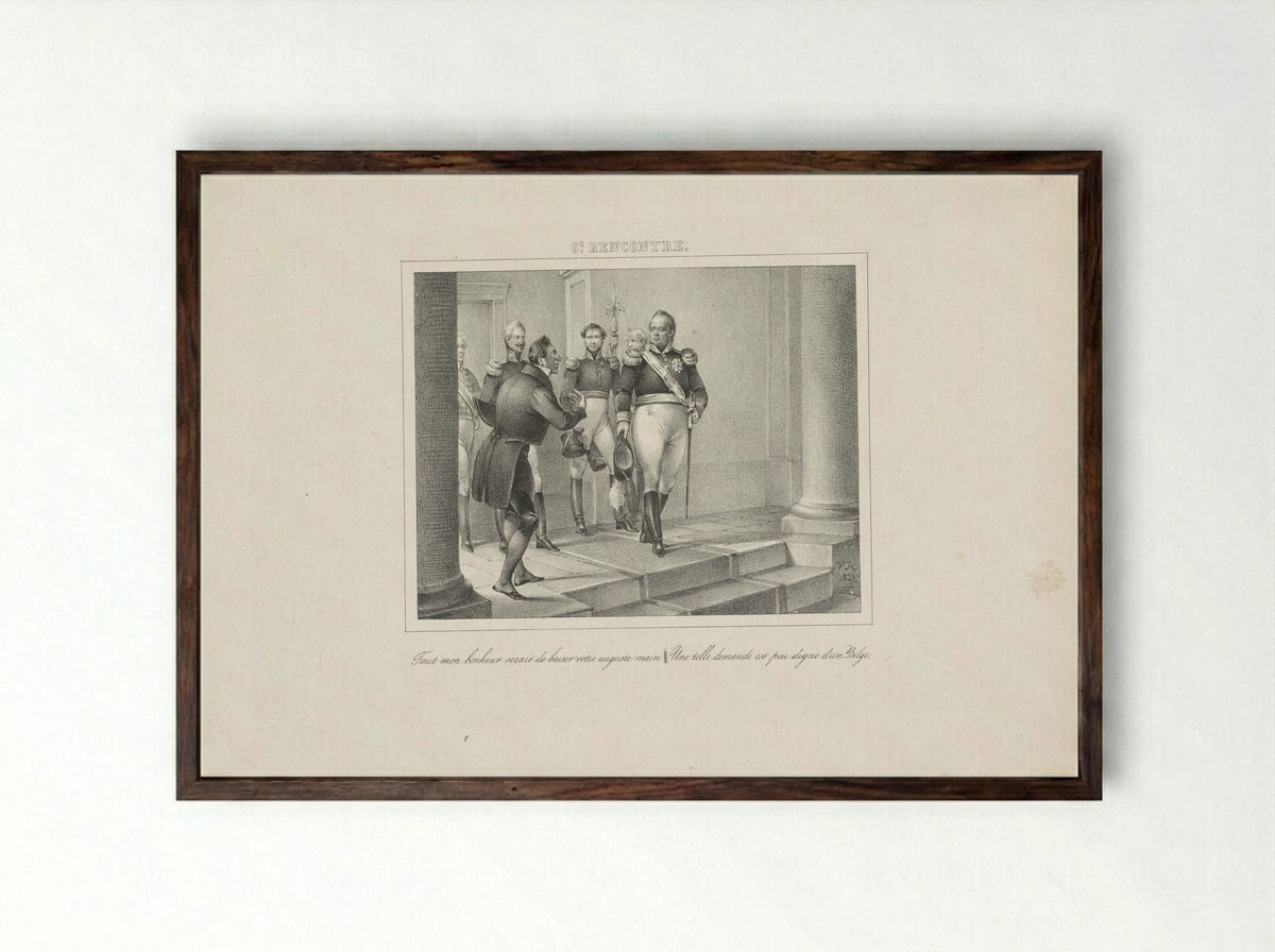 Koning Willem I bestraft een vleier - Jean Baptiste Ambroise Marcellin Jobard - Framed Print Dark Wood