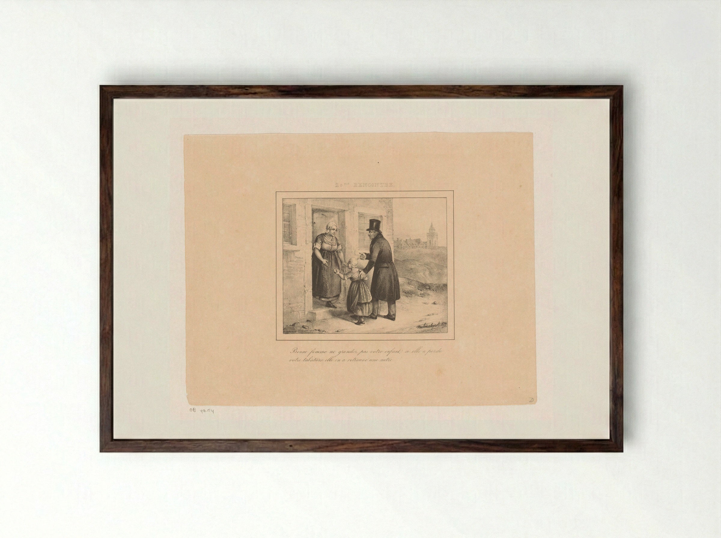 Koning Willem I brengt een meisje terug naar haar huis - Jean Baptiste Ambroise Marcellin Jobard - Framed Print Dark Wood