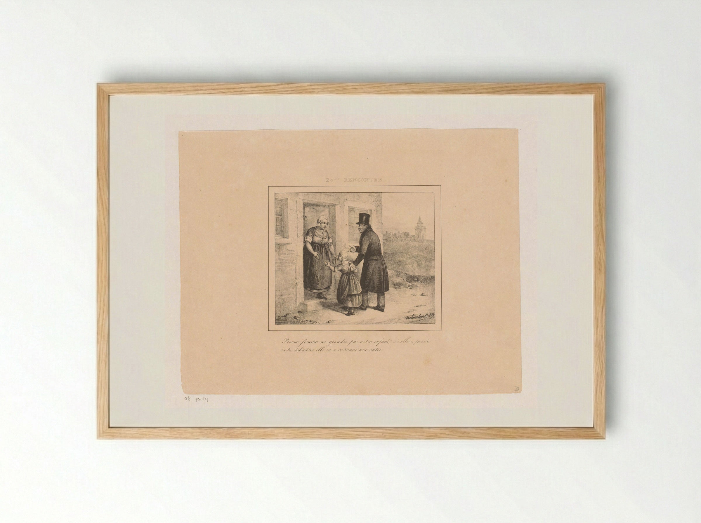 Koning Willem I brengt een meisje terug naar haar huis - Jean Baptiste Ambroise Marcellin Jobard - Framed Print Wood
