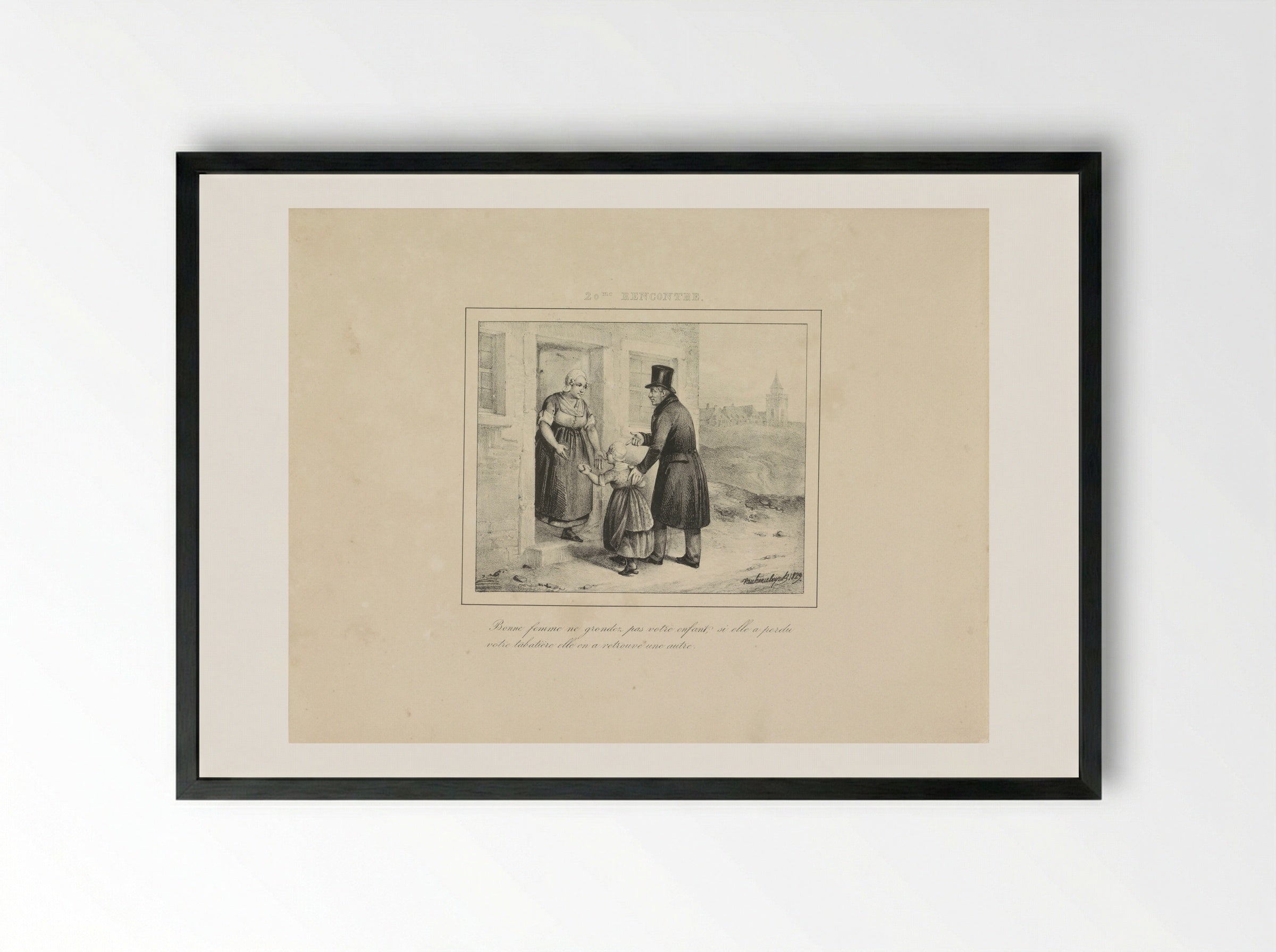 Koning Willem I brengt een meisje thuis - Jean Baptiste Ambroise Marcellin Jobard - Framed Print Black