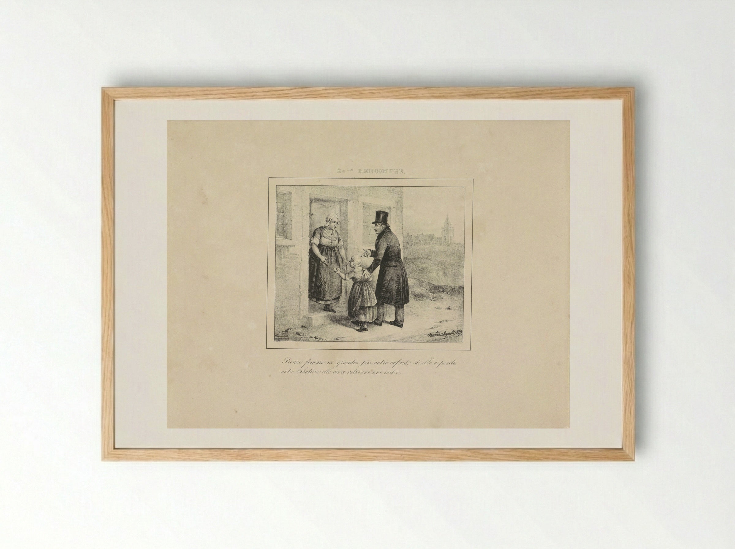 Koning Willem I brengt een meisje thuis - Jean Baptiste Ambroise Marcellin Jobard - Framed Print Wood
