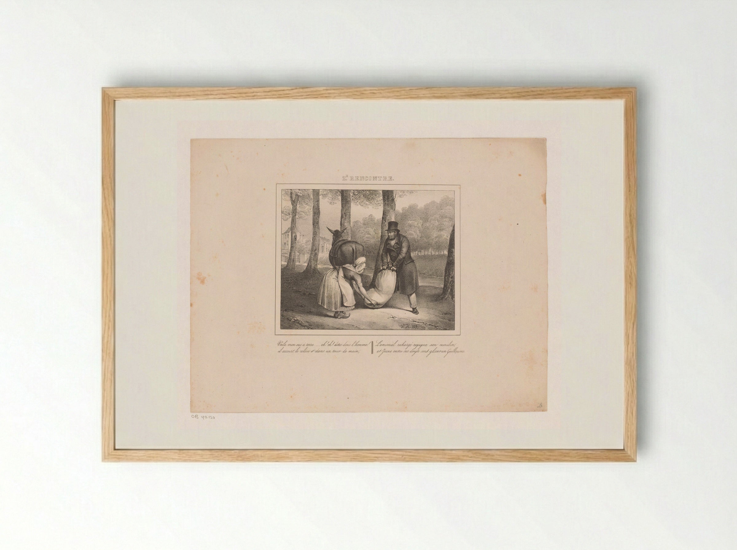 Koning Willem I helpt een vrouw tillen - Jean Baptiste Ambroise Marcellin Jobard - Framed Print Wood
