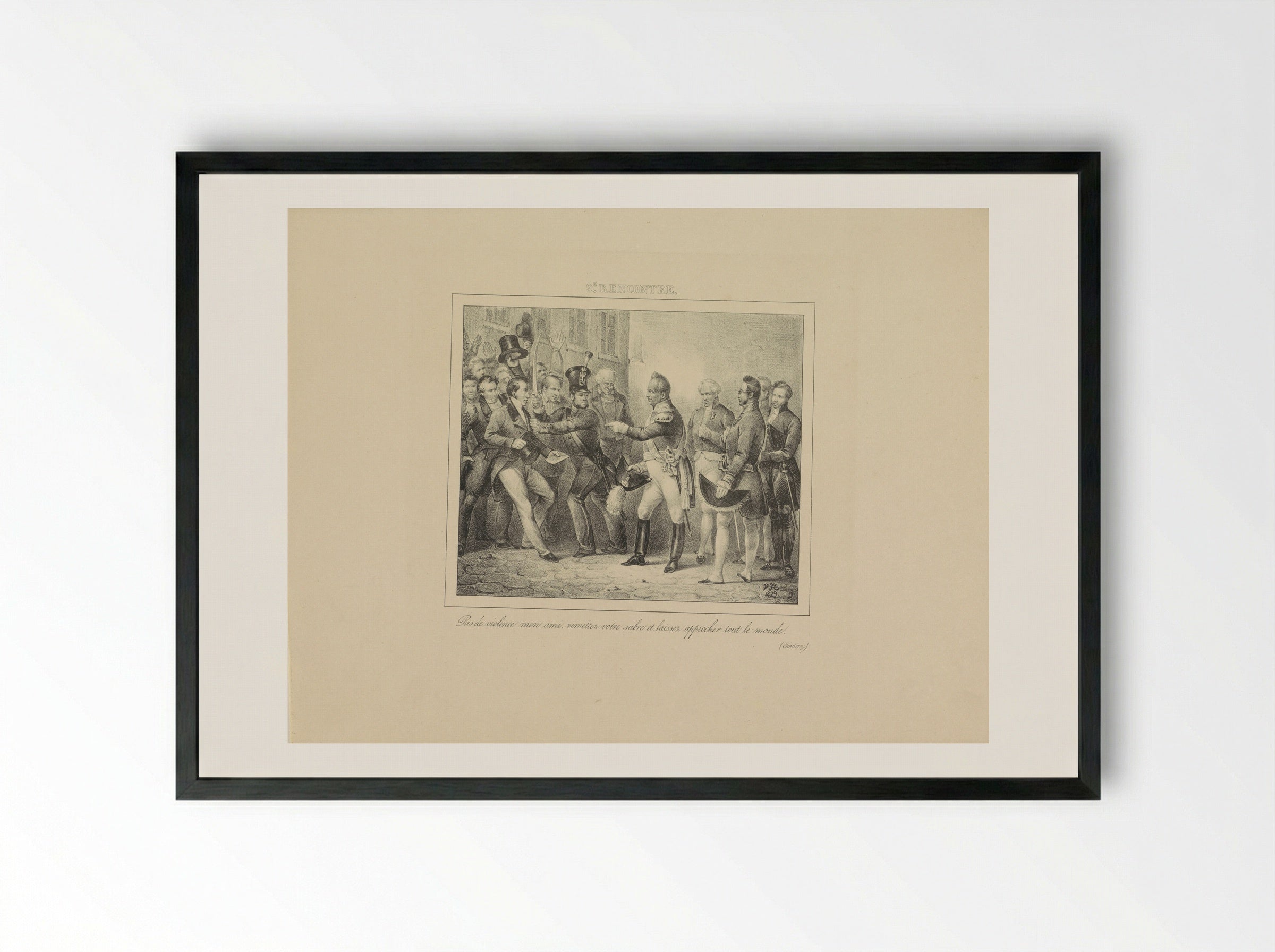 Koning Willem I laat een man met verzoekschrift hem benaderen - Jean Baptiste Ambroise Marcellin Jobard - Framed Print Black