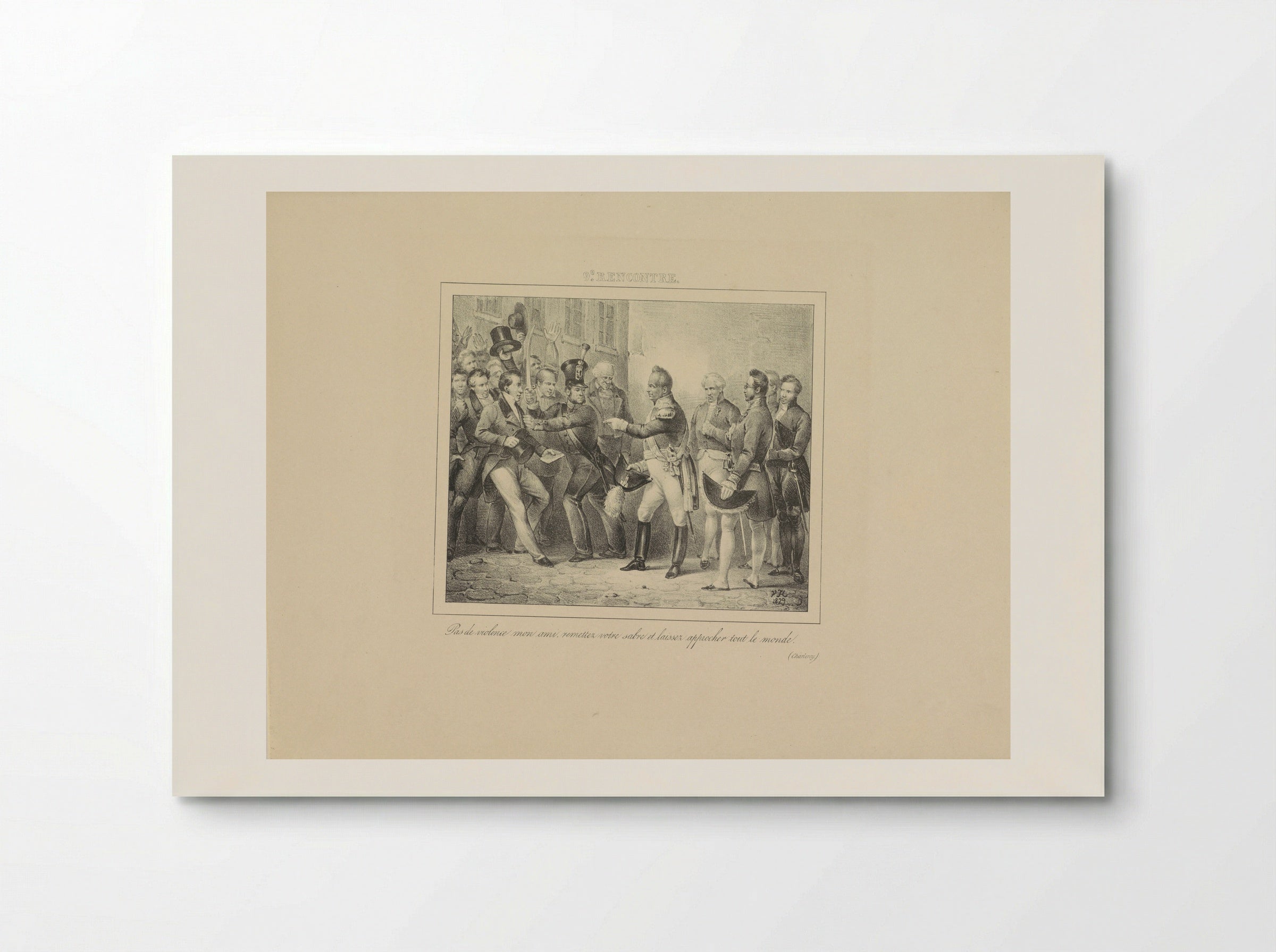 Koning Willem I laat een man met verzoekschrift hem benaderen - Jean Baptiste Ambroise Marcellin Jobard - Poster