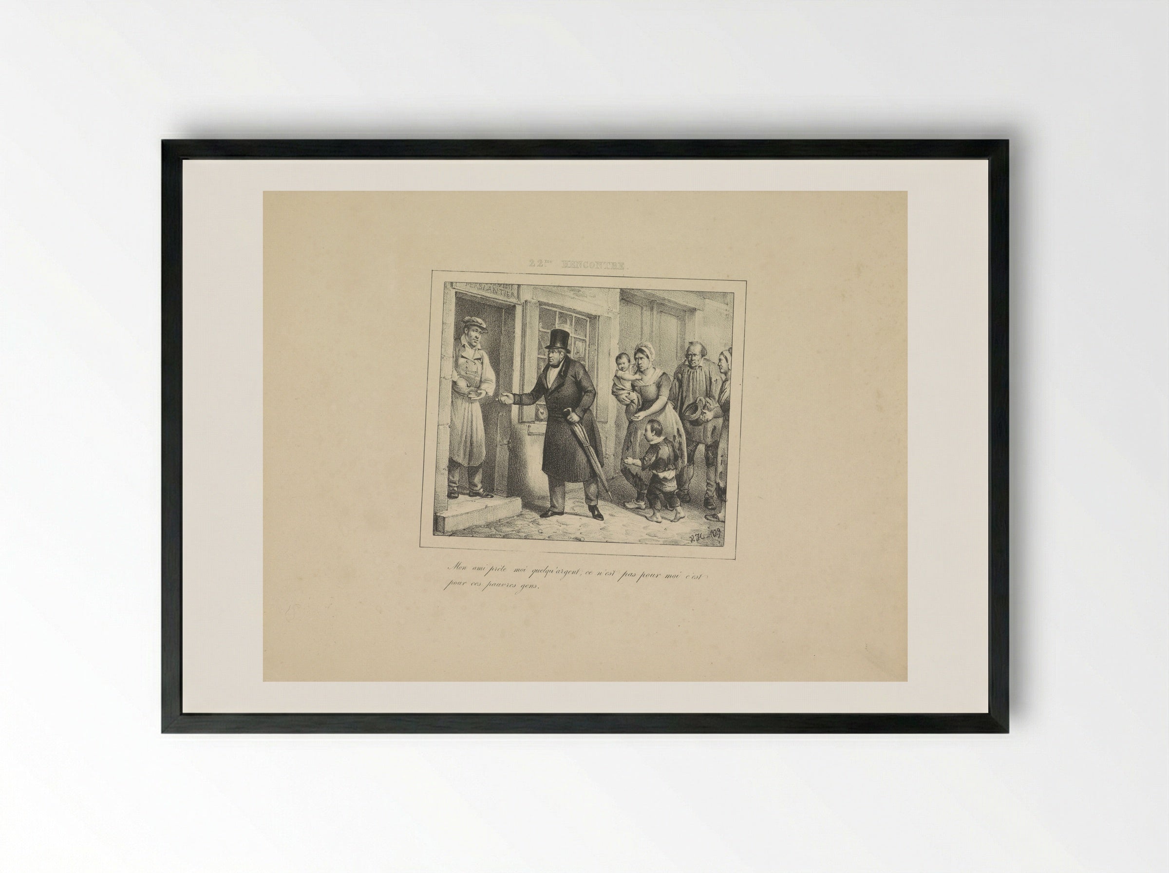 Koning Willem I leent geld voor de armen - Jean Baptiste Ambroise Marcellin Jobard - Framed Print Black