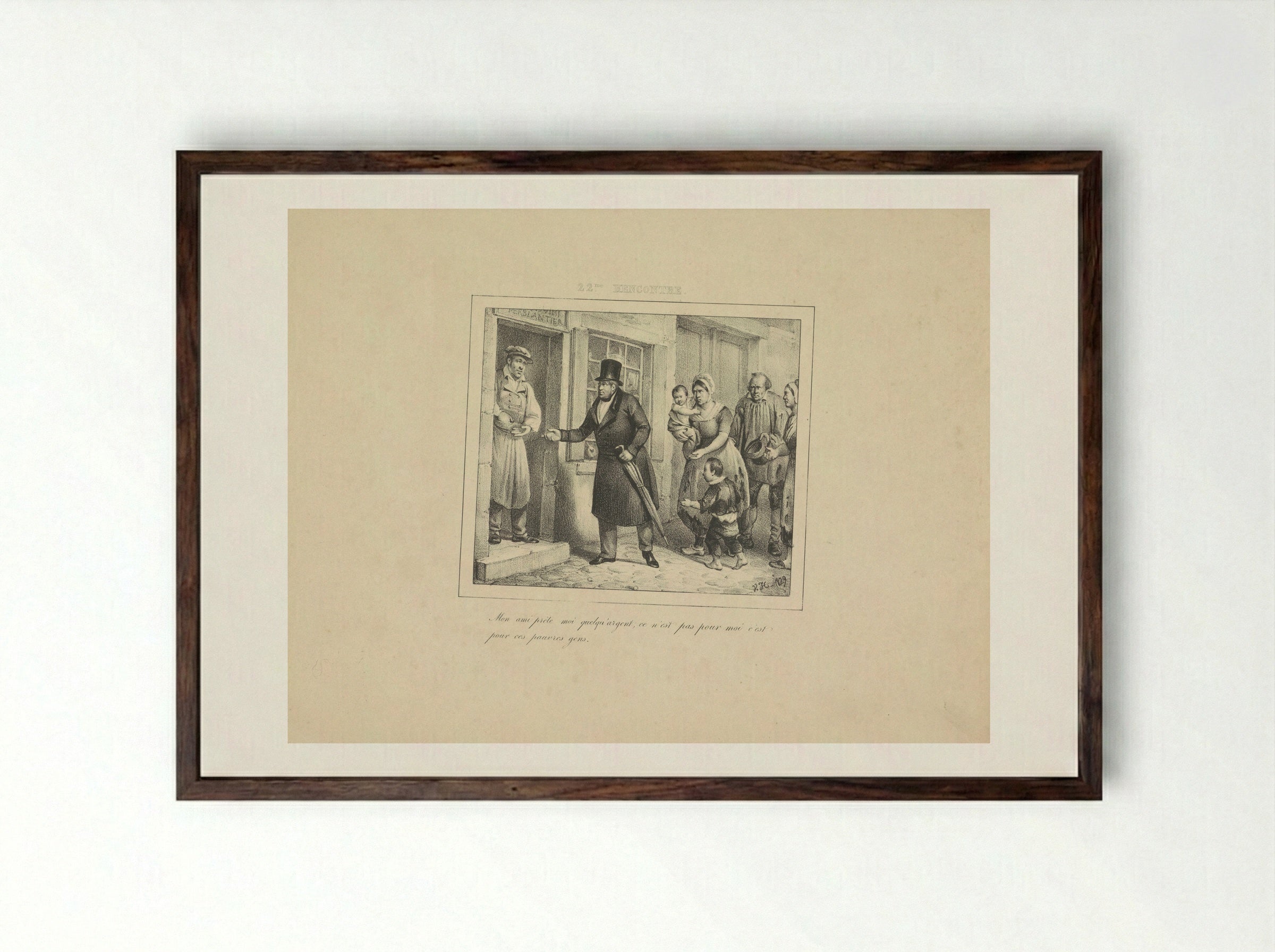 Koning Willem I leent geld voor de armen - Jean Baptiste Ambroise Marcellin Jobard - Framed Print Dark Wood