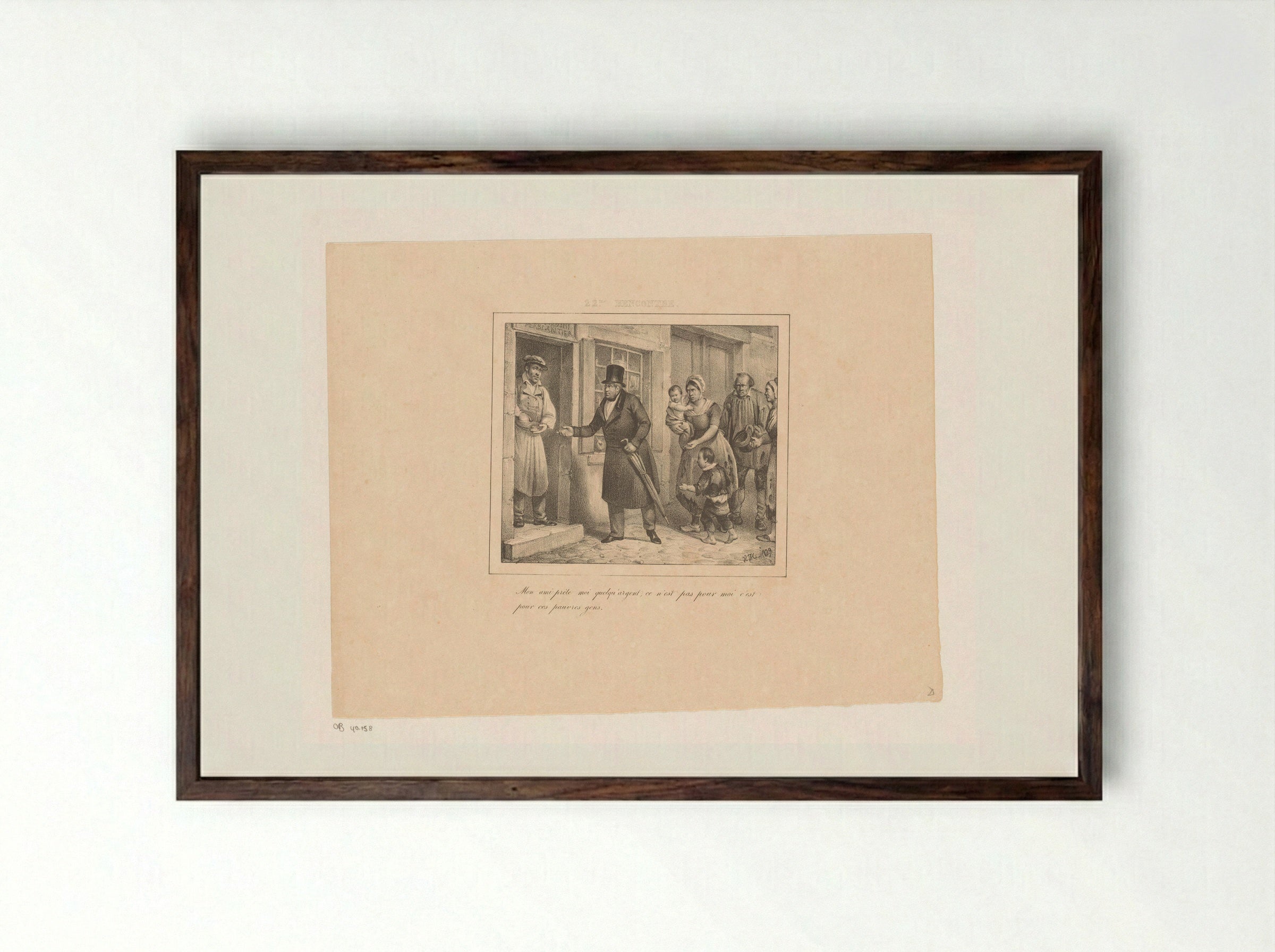Koning Willem I leent geld voor de armen - Jean Baptiste Ambroise Marcellin Jobard - Framed Print Dark Wood