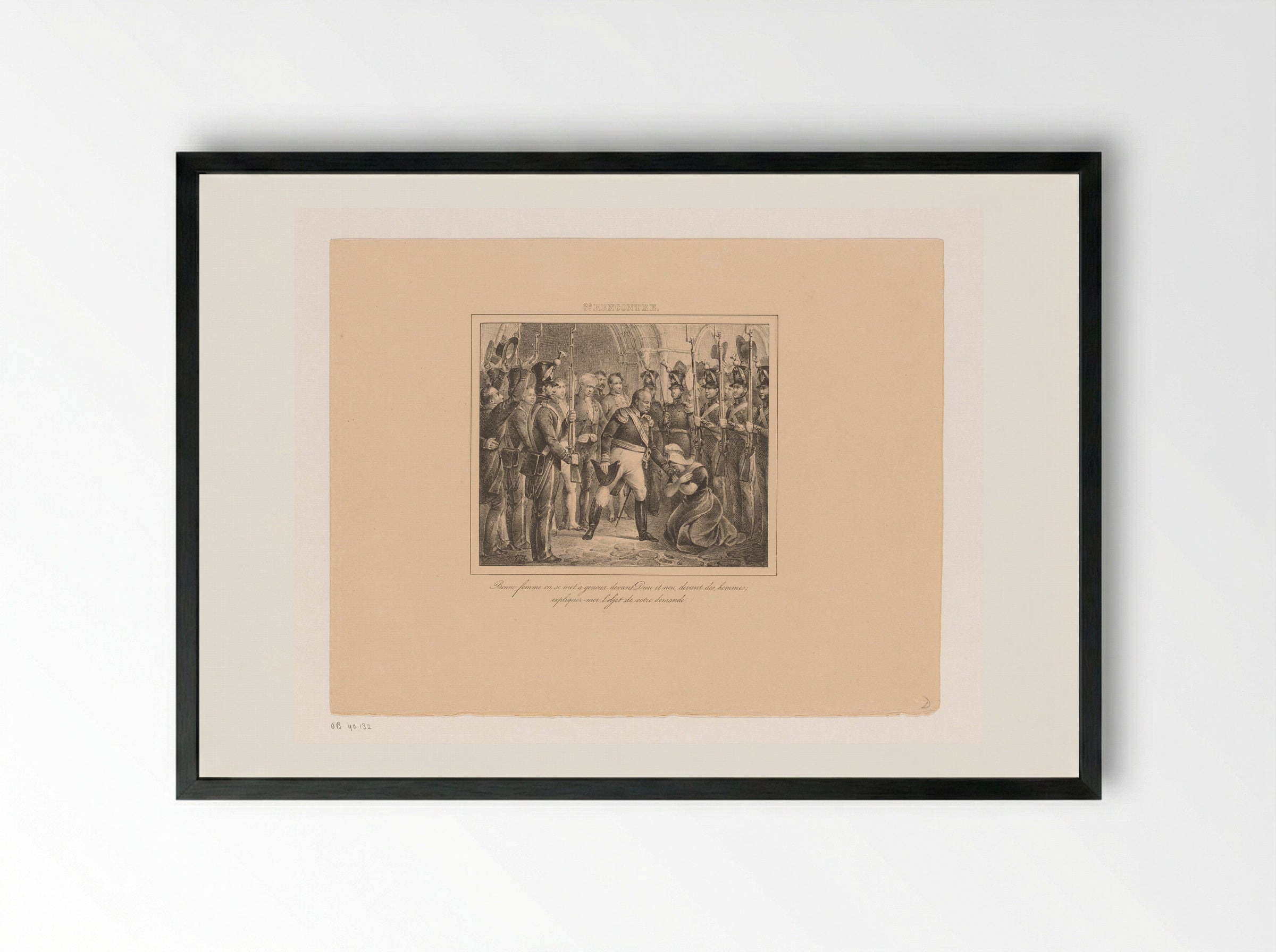 Koning Willem I met een knielende vrouw - Jean Baptiste Ambroise Marcellin Jobard - Framed Print Black