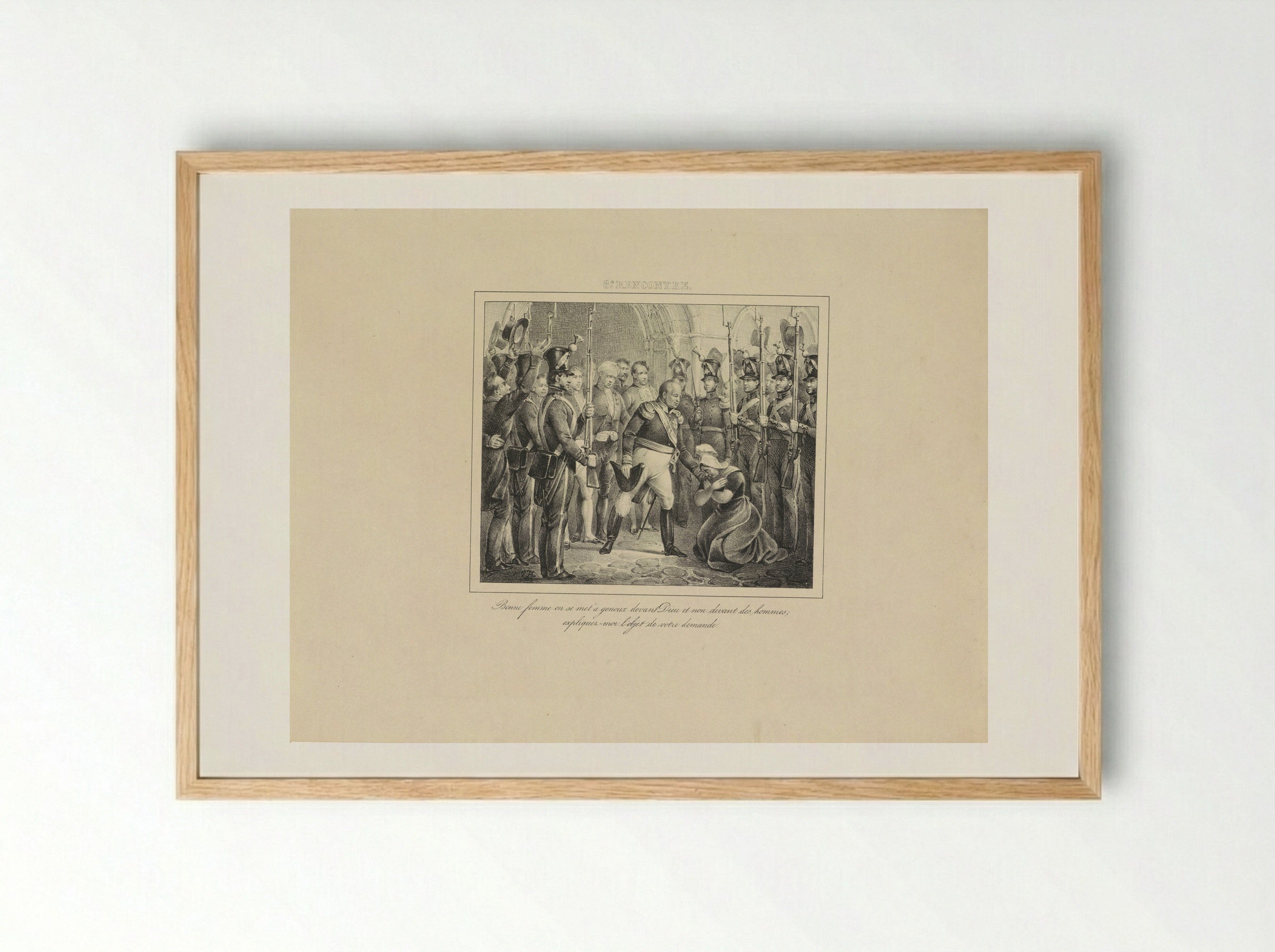 Koning Willem I met een knielende vrouw - Jean Baptiste Ambroise Marcellin Jobard - Framed Print Wood