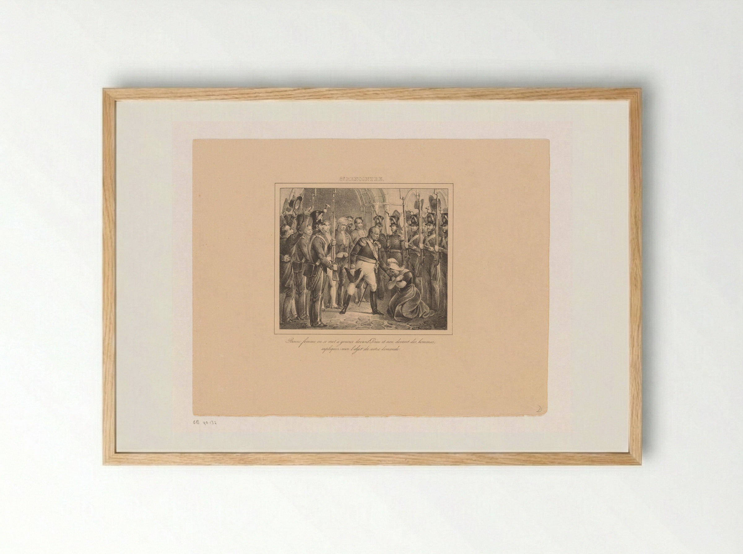 Koning Willem I met een knielende vrouw - Jean Baptiste Ambroise Marcellin Jobard - Framed Print Wood