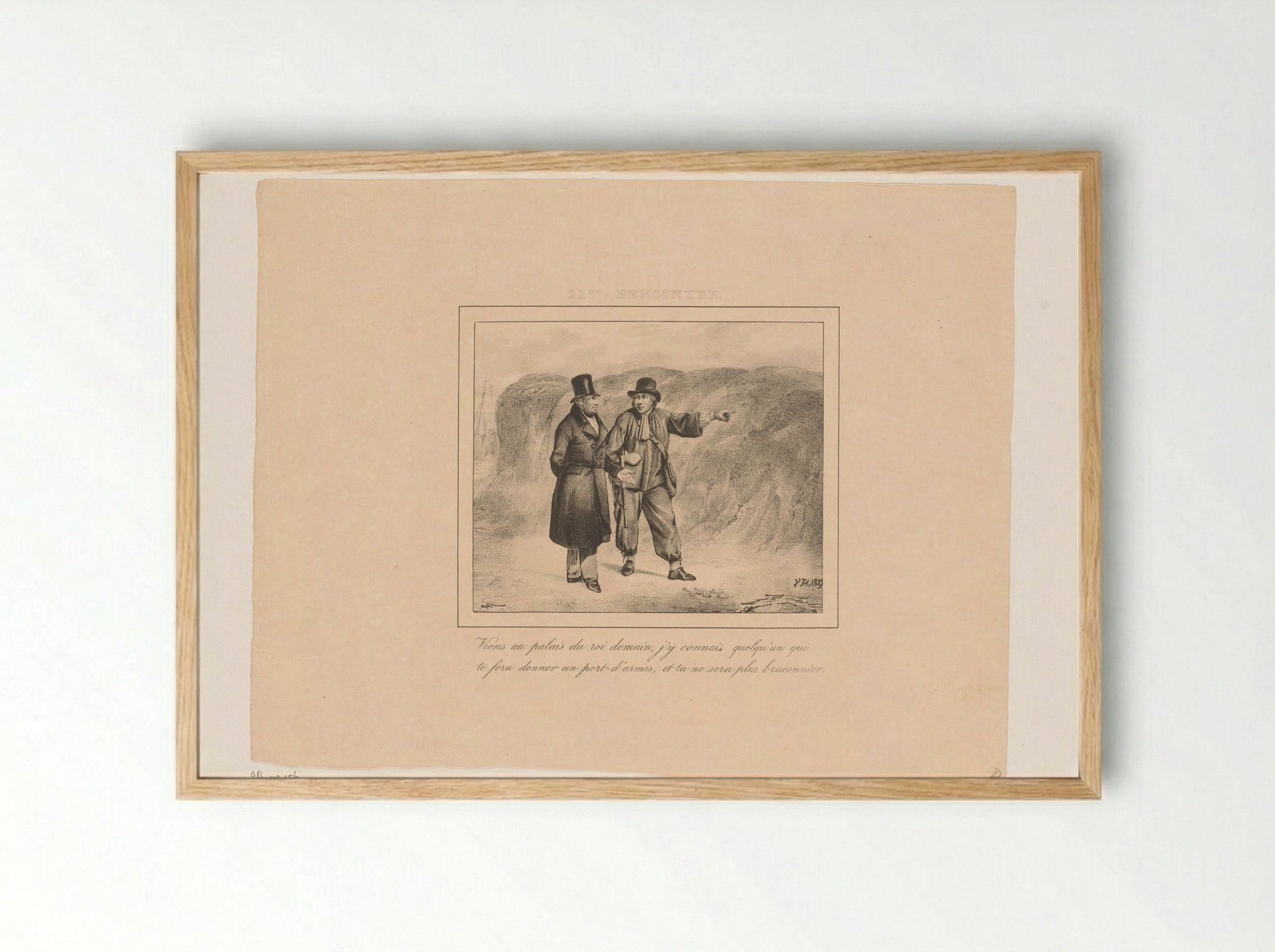 Koning Willem I ontmoet een stroper - Jean Baptiste Ambroise Marcellin Jobard - Framed Print Wood