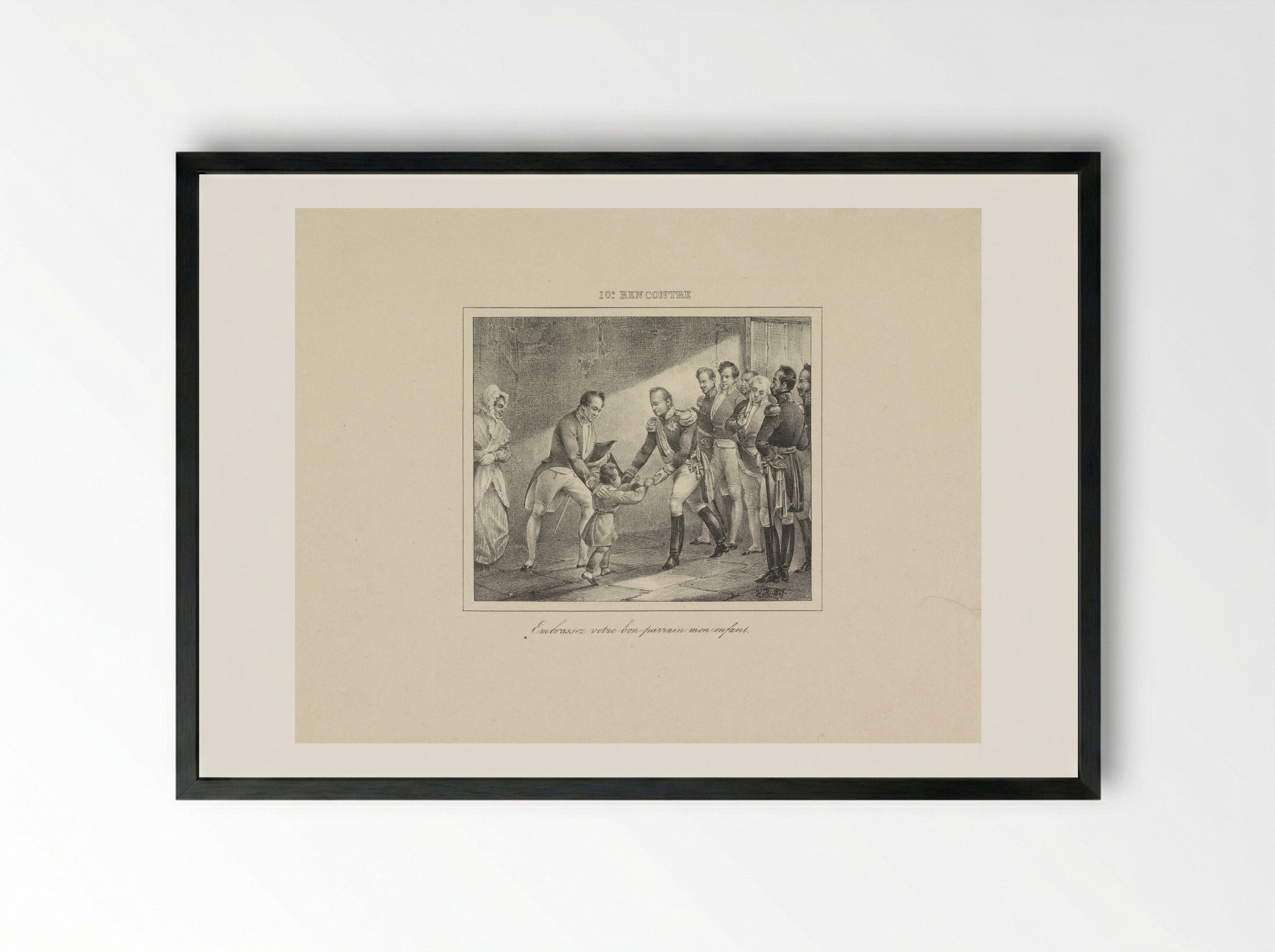 Koning Willem I ontmoet zijn petekind - Jean Baptiste Ambroise Marcellin Jobard - Framed Print Black