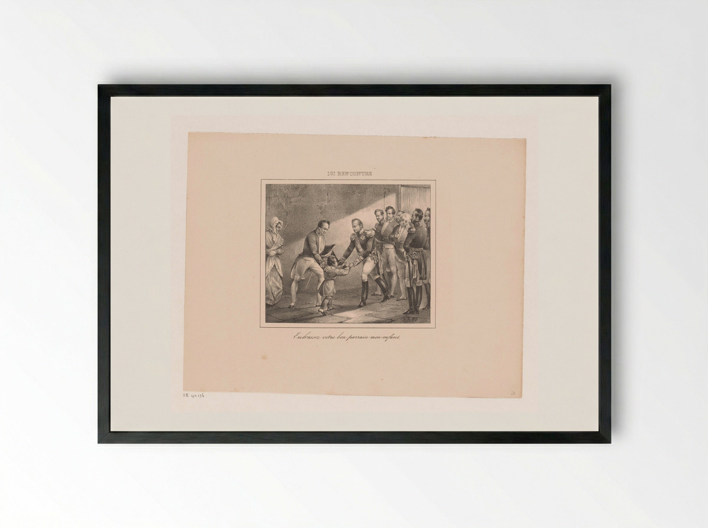 Koning Willem I ontmoet zijn petekind - Jean Baptiste Ambroise Marcellin Jobard - Framed Print Black