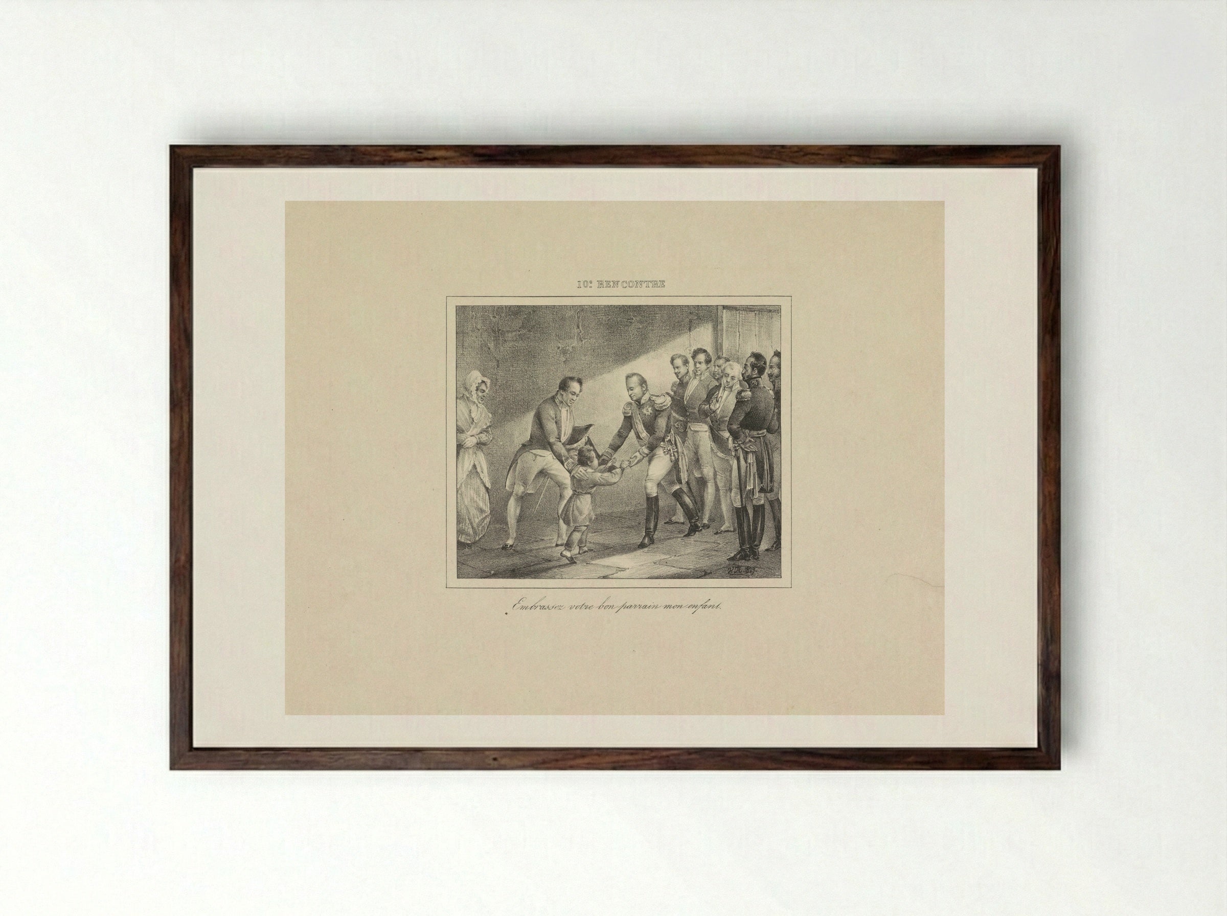 Koning Willem I ontmoet zijn petekind - Jean Baptiste Ambroise Marcellin Jobard - Framed Print Dark Wood