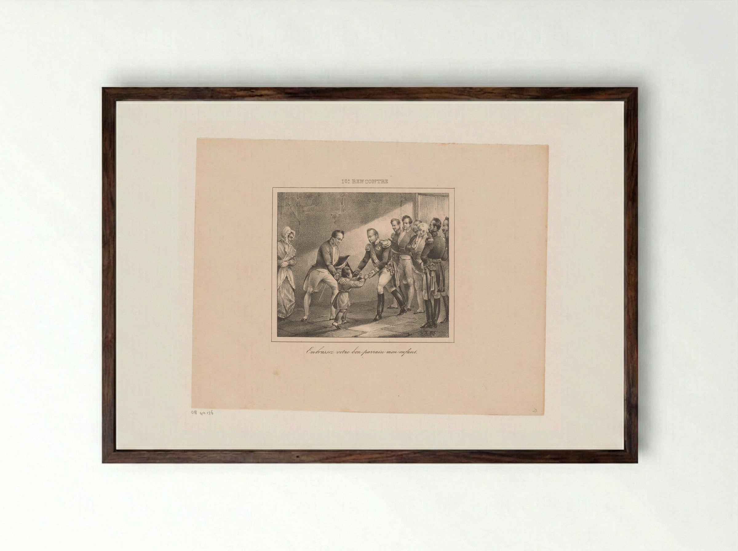 Koning Willem I ontmoet zijn petekind - Jean Baptiste Ambroise Marcellin Jobard - Framed Print Dark Wood