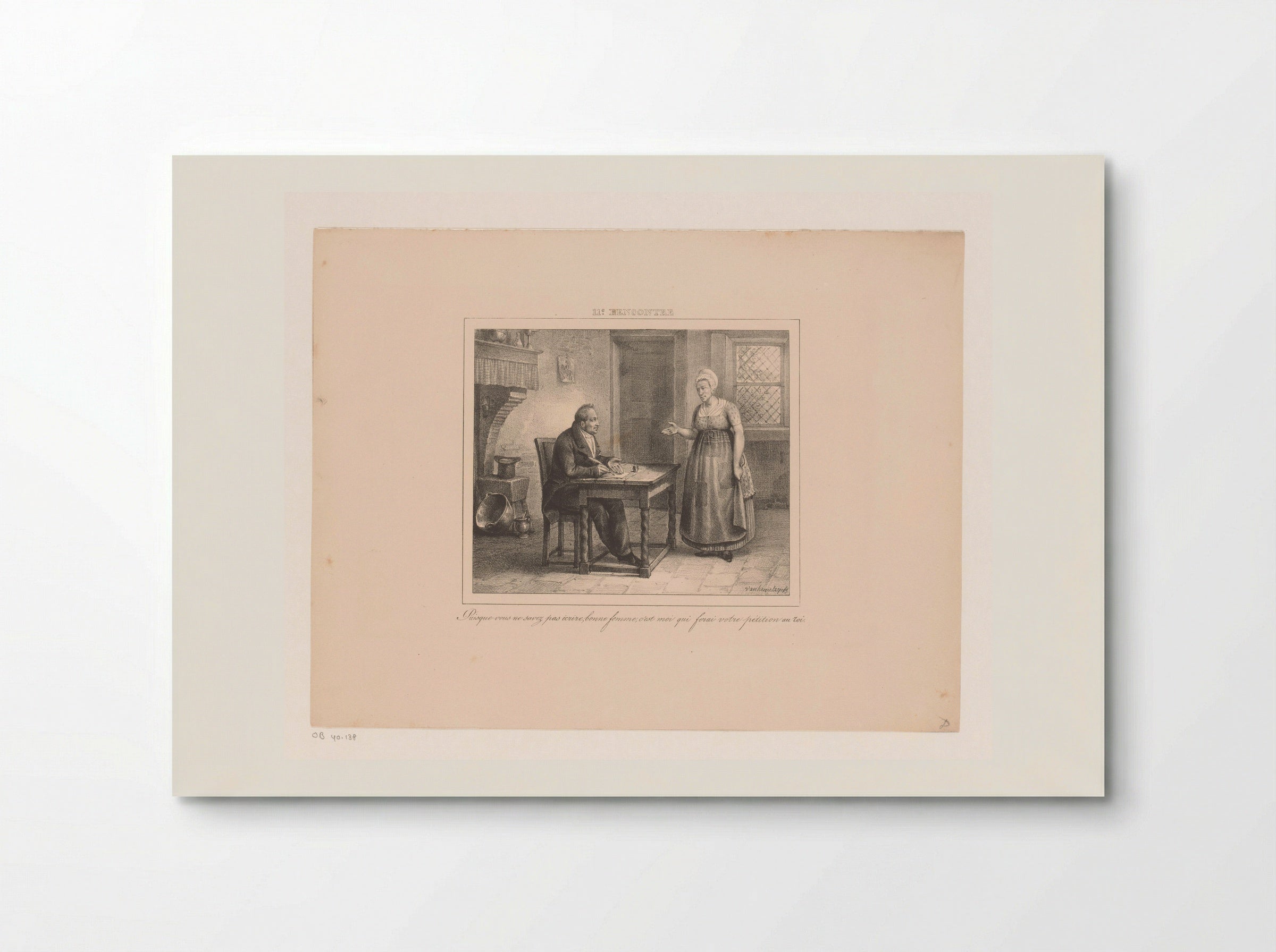 Koning Willem I schrijft een verzoekschrift voor een vrouw - Jean Baptiste Ambroise Marcellin Jobard - Poster