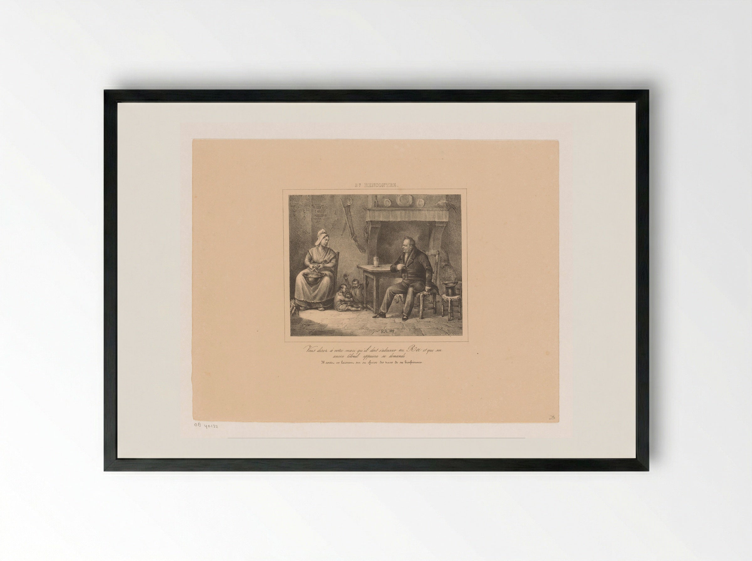 Koning Willem I spreekt met een boerin - Jean Baptiste Ambroise Marcellin Jobard - Framed Print Black