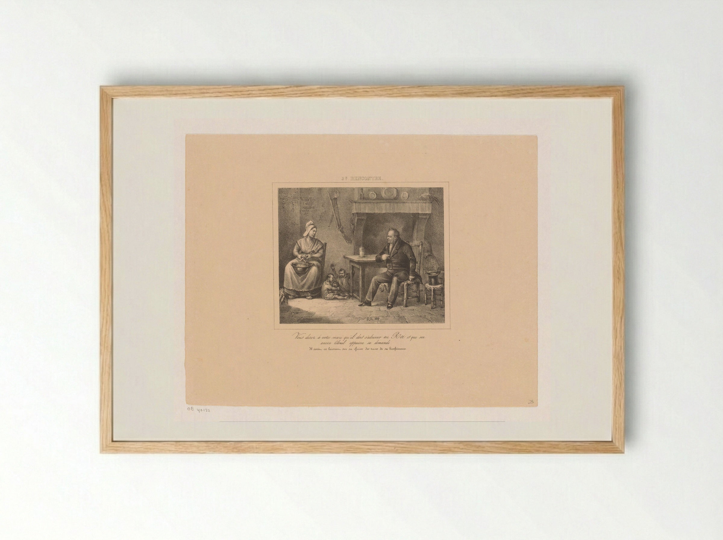 Koning Willem I spreekt met een boerin - Jean Baptiste Ambroise Marcellin Jobard - Framed Print Wood