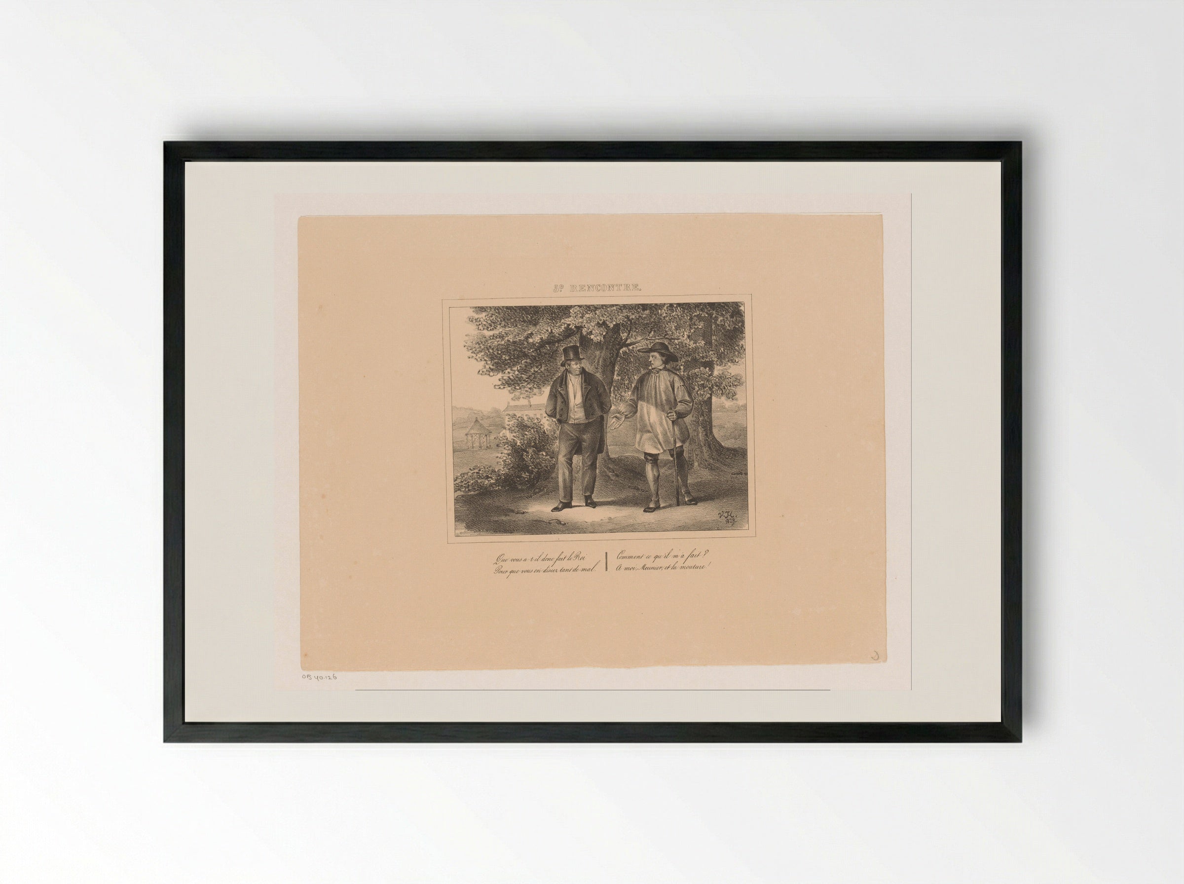 Koning Willem I spreekt met een molenaar - Jean Baptiste Ambroise Marcellin Jobard - Framed Print Black