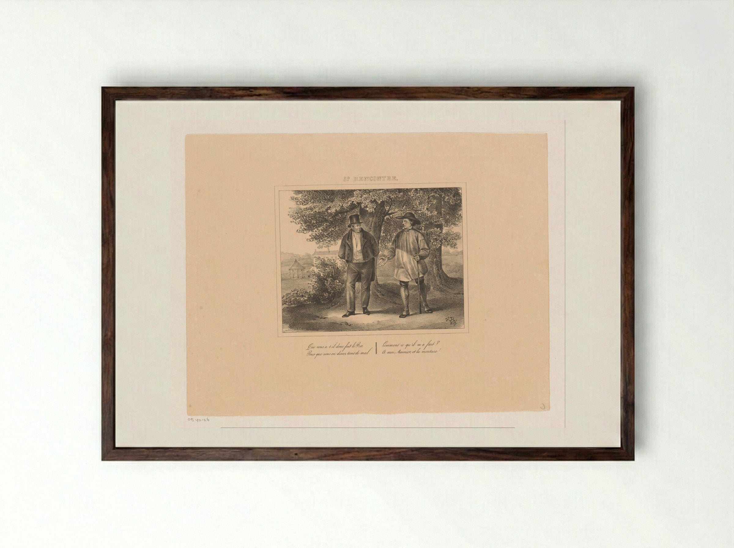 Koning Willem I spreekt met een molenaar - Jean Baptiste Ambroise Marcellin Jobard - Framed Print Dark Wood