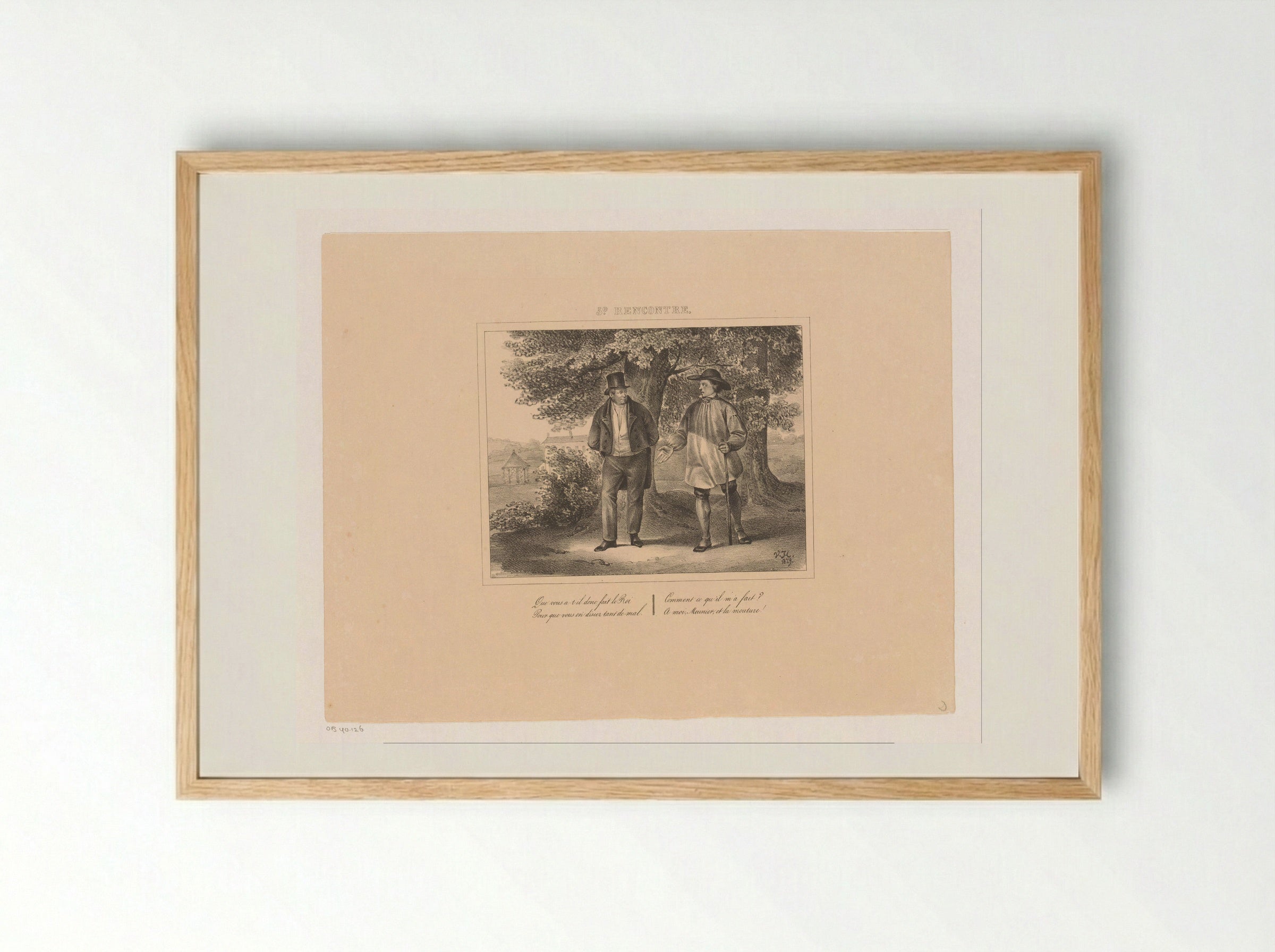 Koning Willem I spreekt met een molenaar - Jean Baptiste Ambroise Marcellin Jobard - Framed Print Wood