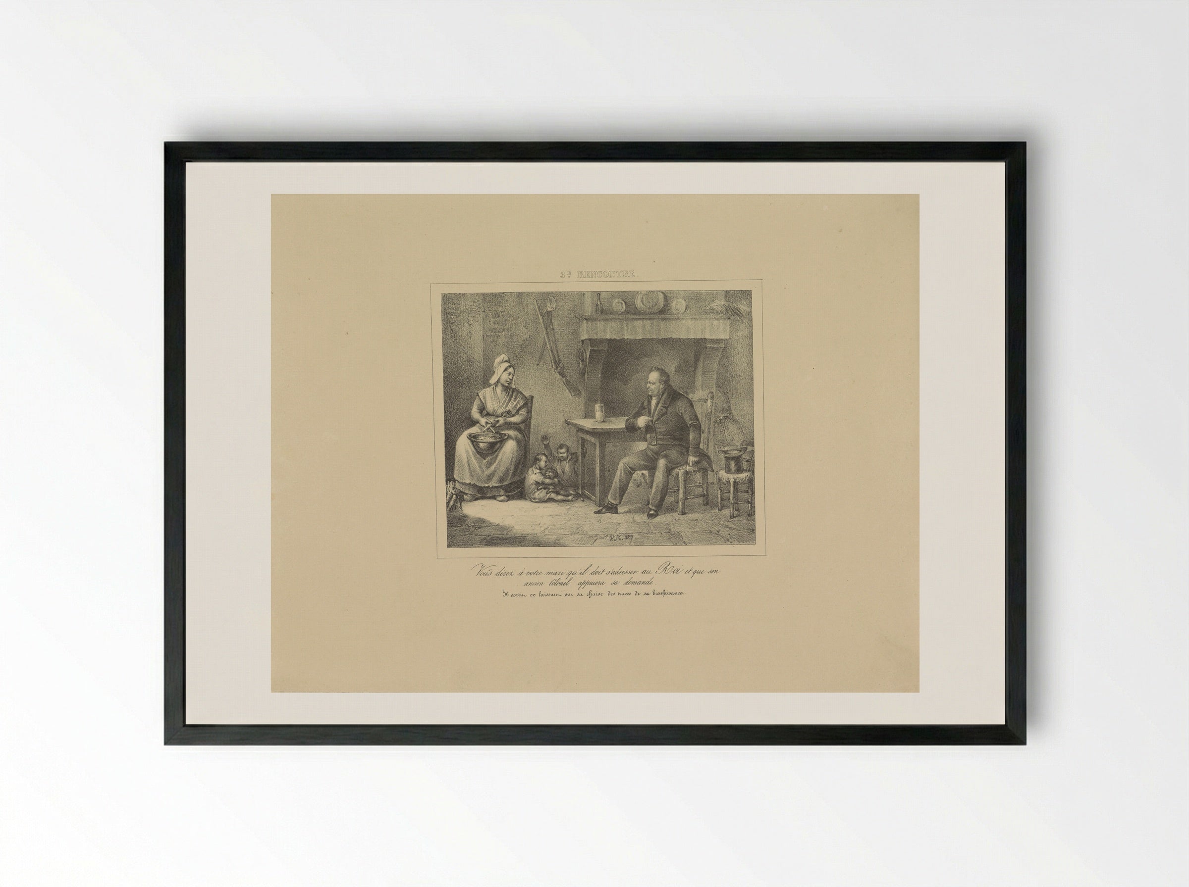 Koning Willem I sprekend met een boerin - Jean Baptiste Ambroise Marcellin Jobard - Framed Print Black