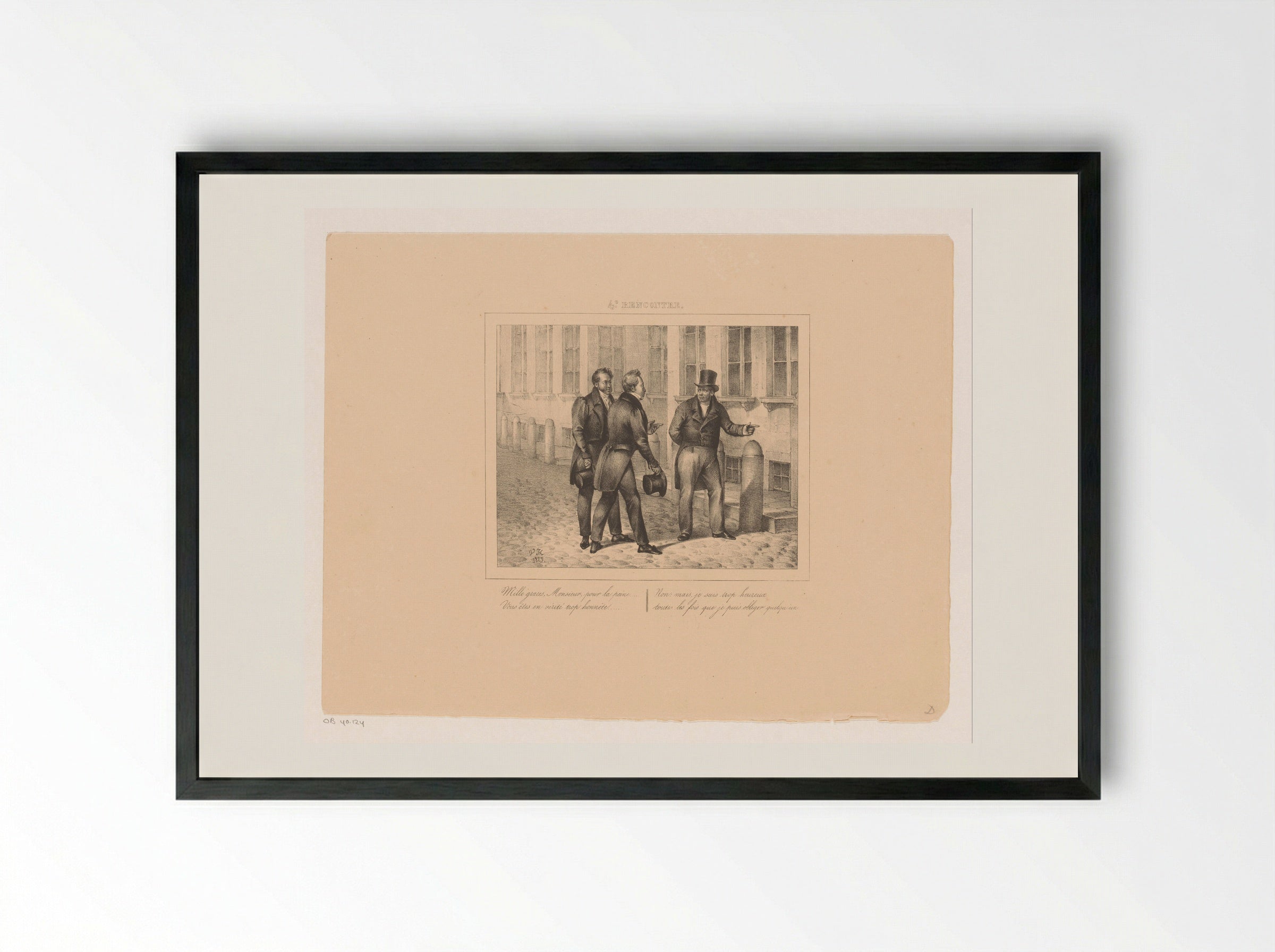 Koning Willem I wijst twee mannen de weg - Jean Baptiste Ambroise Marcellin Jobard - Framed Print Black