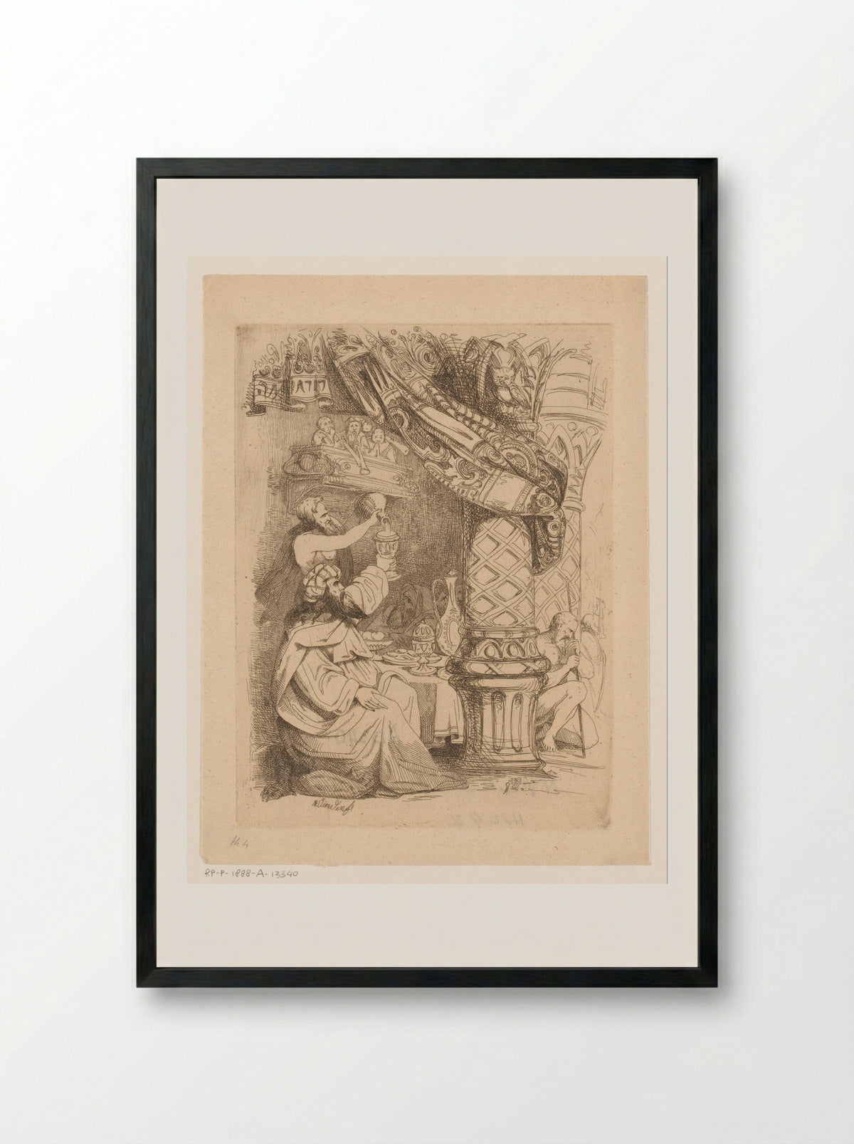 Koning met een pauw - Franciscus Andreas Durlet - Framed Print Black