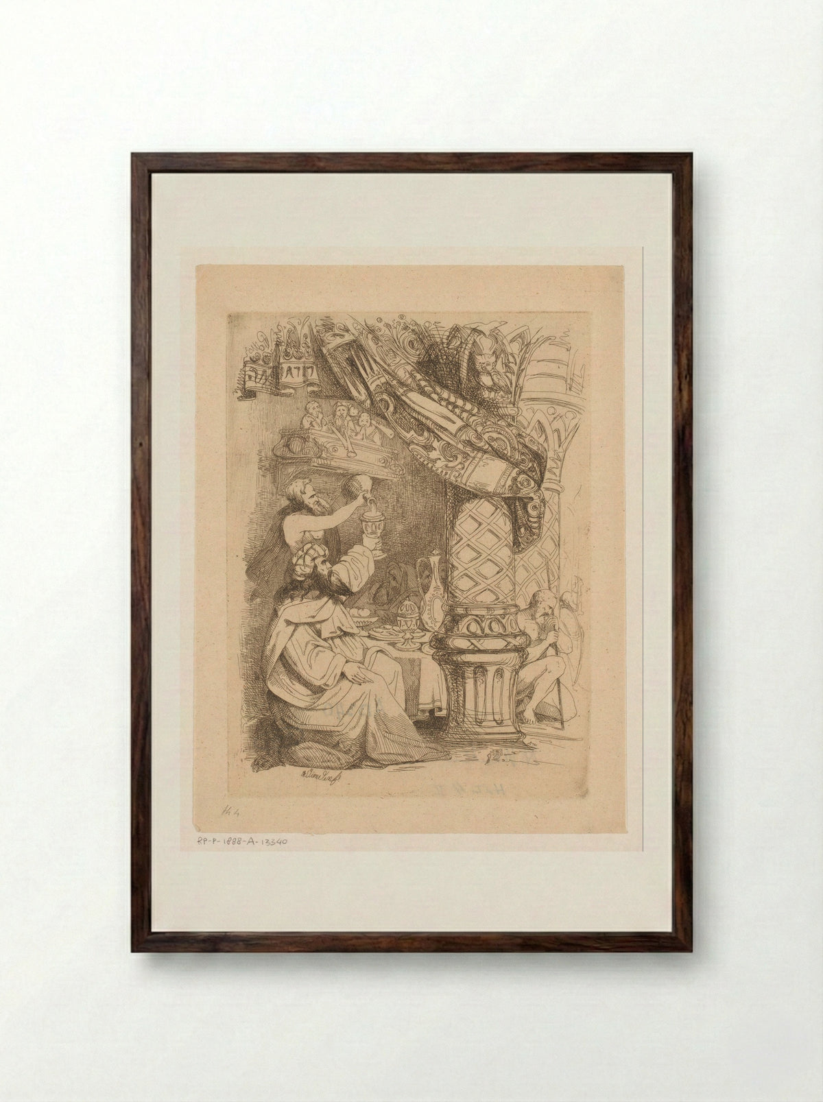 Koning met een pauw - Franciscus Andreas Durlet - Framed Print Dark Wood