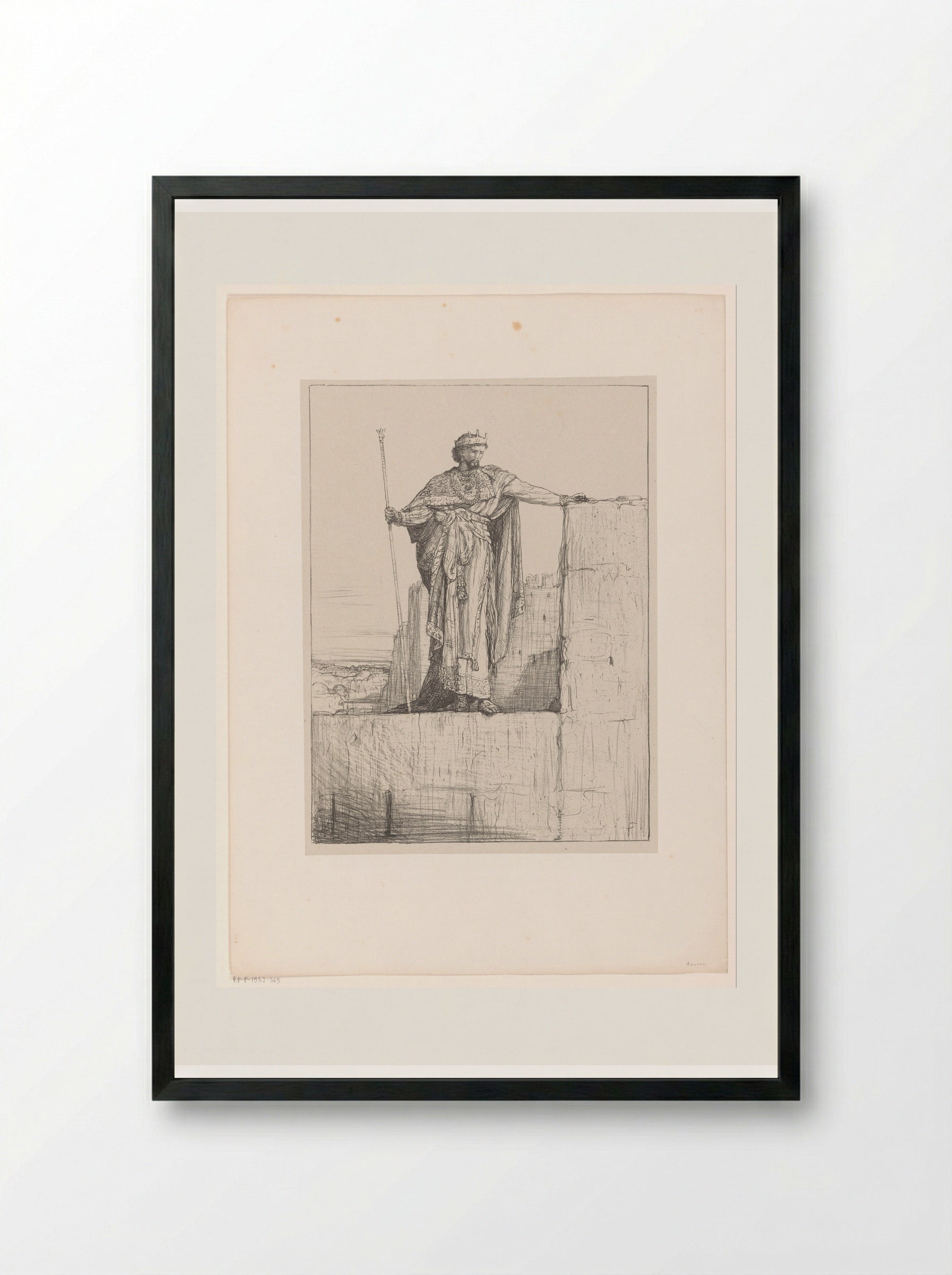 Koning staand op een muur - Marius Bauer - Framed Print Black