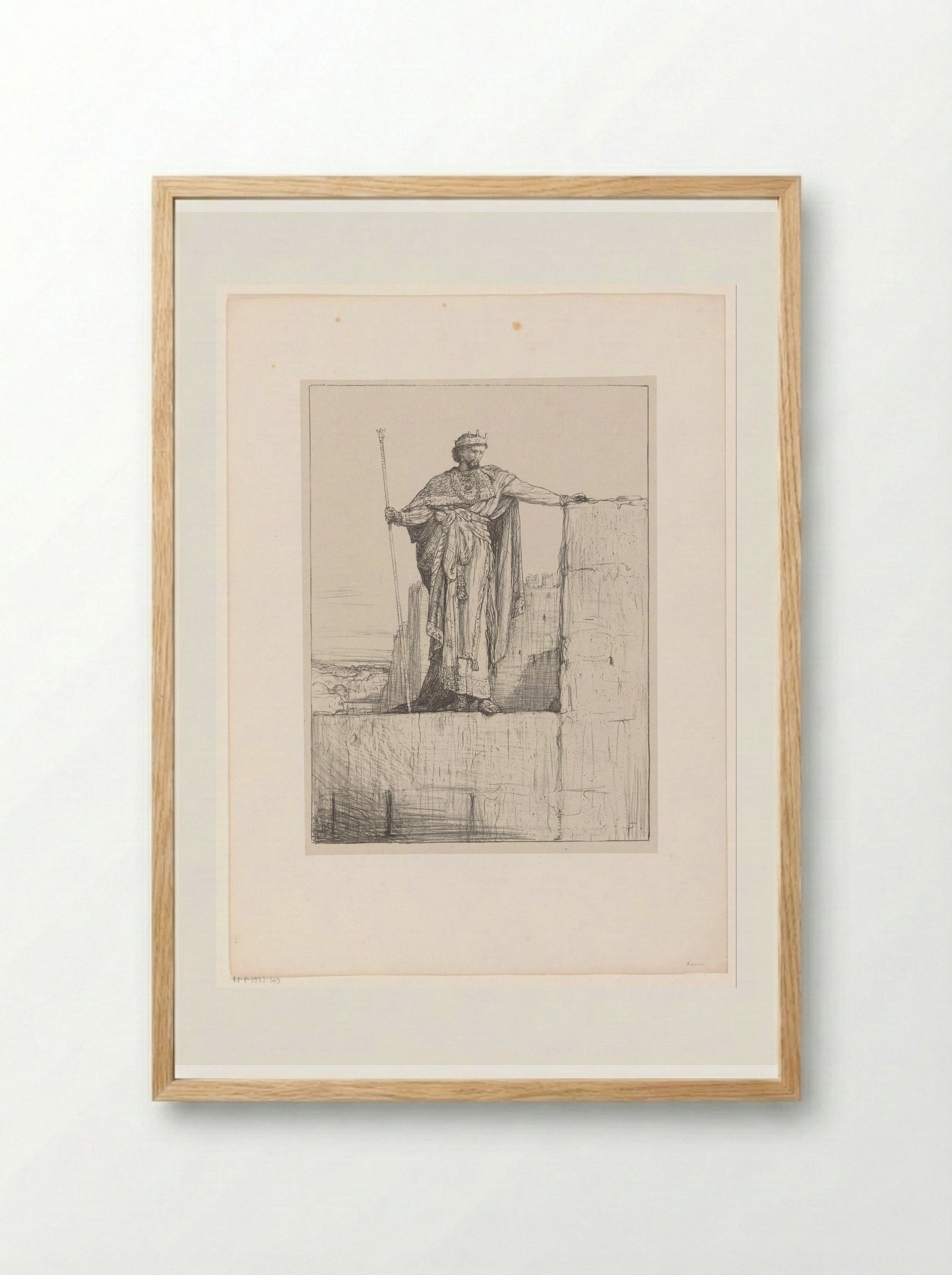 Koning staand op een muur - Marius Bauer - Framed Print Wood