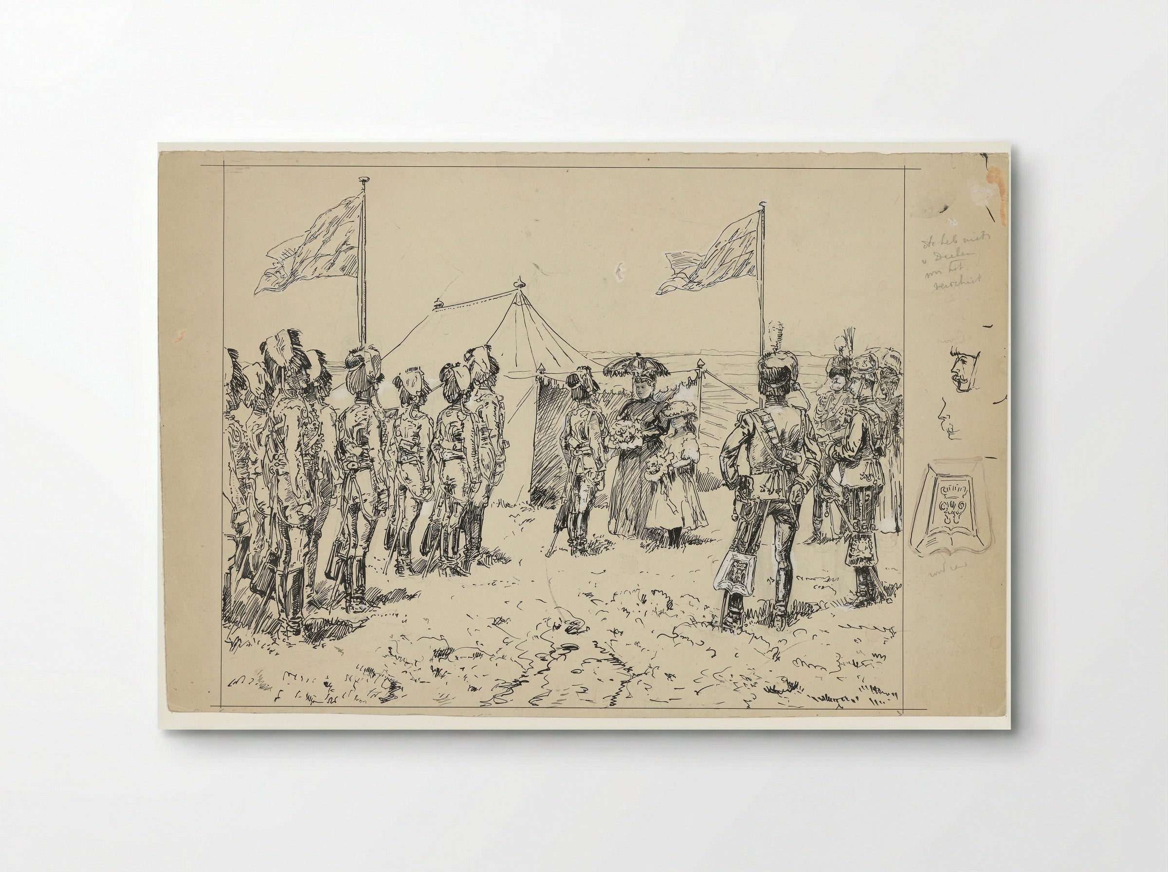 Koningin Emma met prinses Wilhelmina bij een militaire oefening op de Kempenbergerheide - Jan Hoynck van Papendrecht - Poster