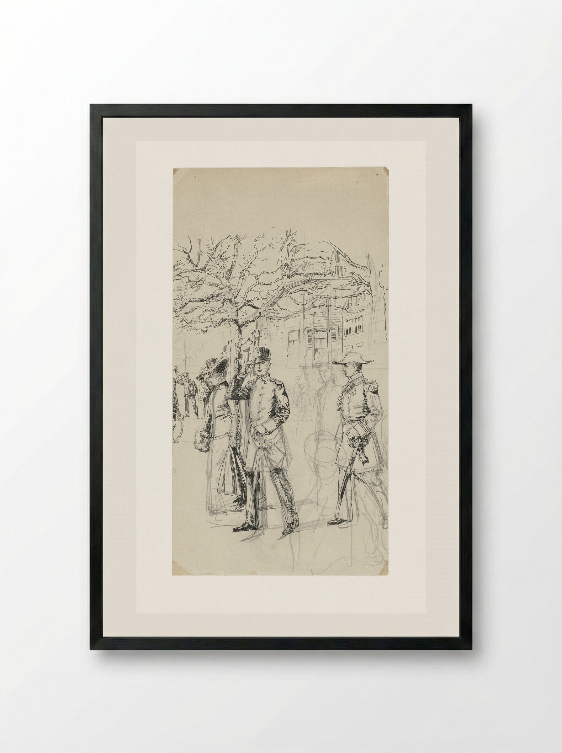 Koningin Wilhelmina en Prins Hendrik tijdens hun bezoek aan de koningin-moeder te 's-Gravenhage - Jan Hoynck van Papendrecht - Framed Print Black