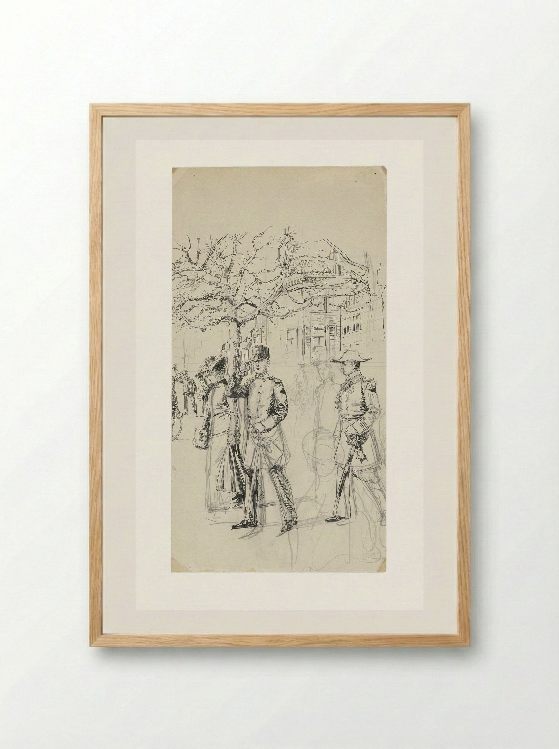 Koningin Wilhelmina en Prins Hendrik tijdens hun bezoek aan de koningin-moeder te 's-Gravenhage - Jan Hoynck van Papendrecht - Framed Print Wood