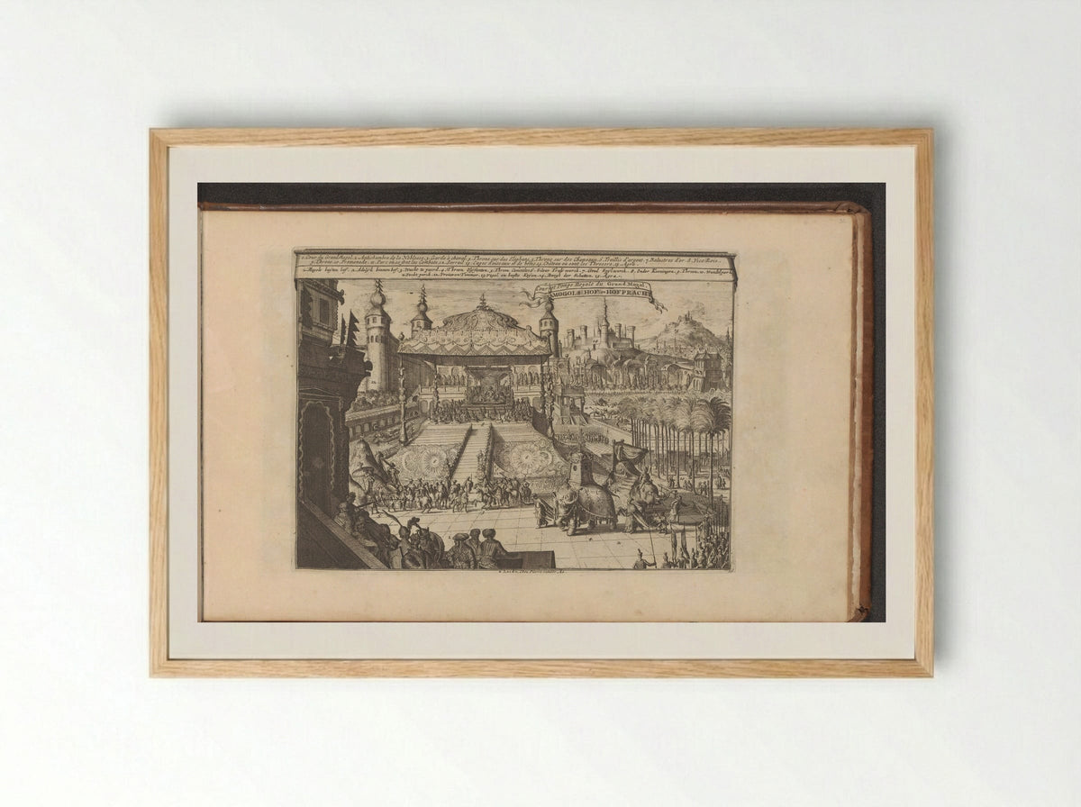 Koninklijk hof in Mongolië - Romeyn de Hooghe - Framed Print Wood
