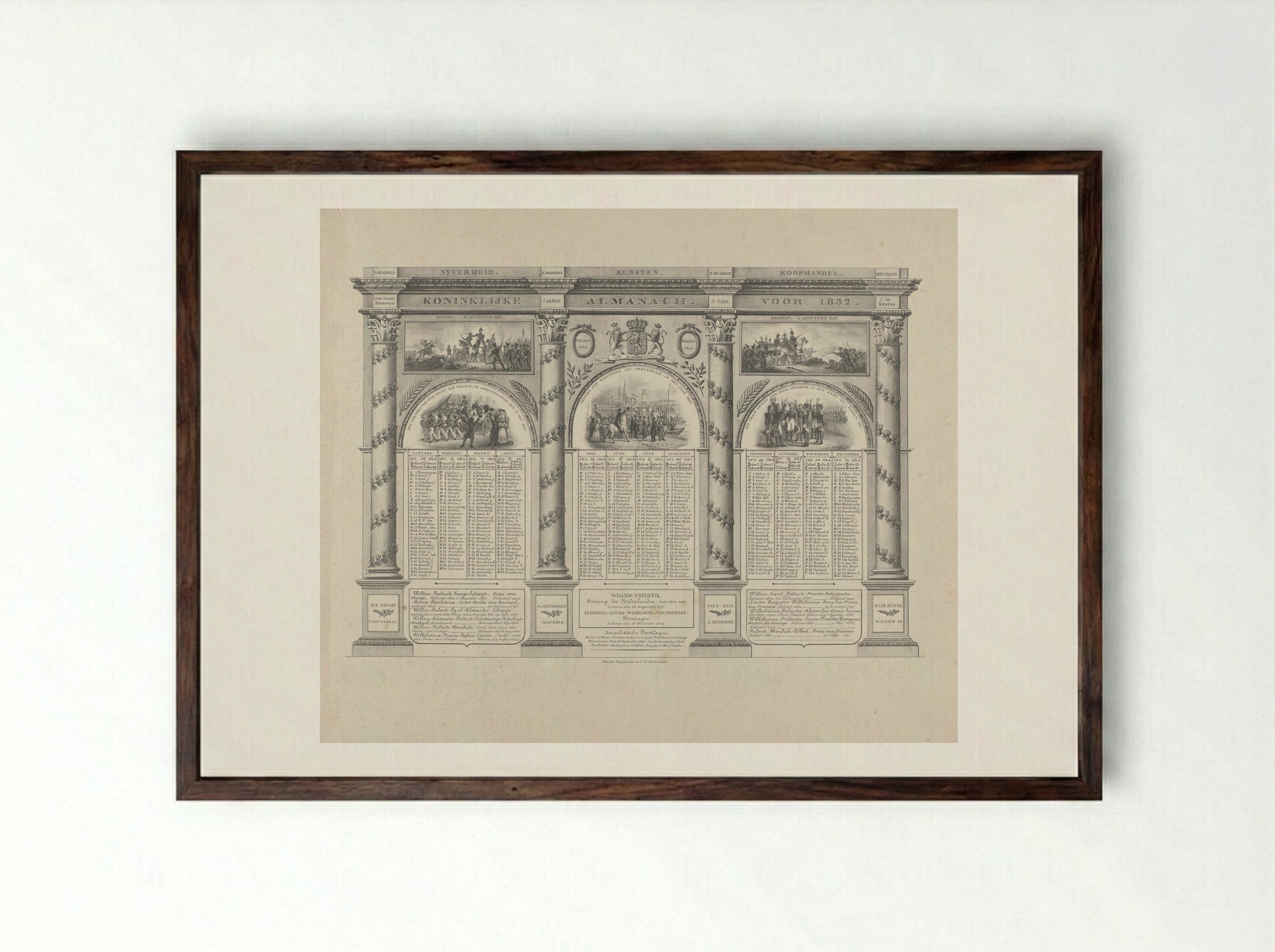 Koninklijke Almanach voor 1832 - Haatje Pieters Oosterhuis - Framed Print Dark Wood