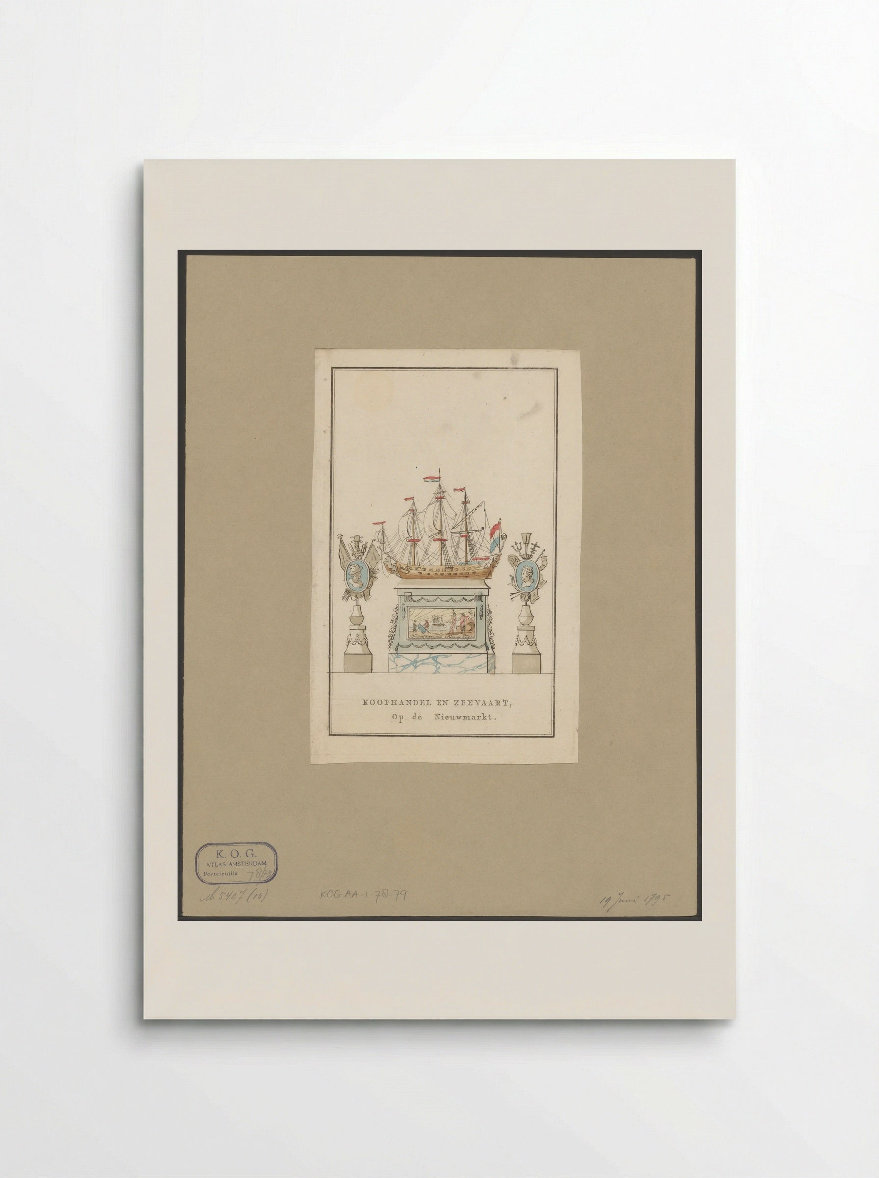 Koophandel en Zeevaart, decoratie op de Nieuwmarkt te Amsterdam - Noach van der Meer (II) - Poster