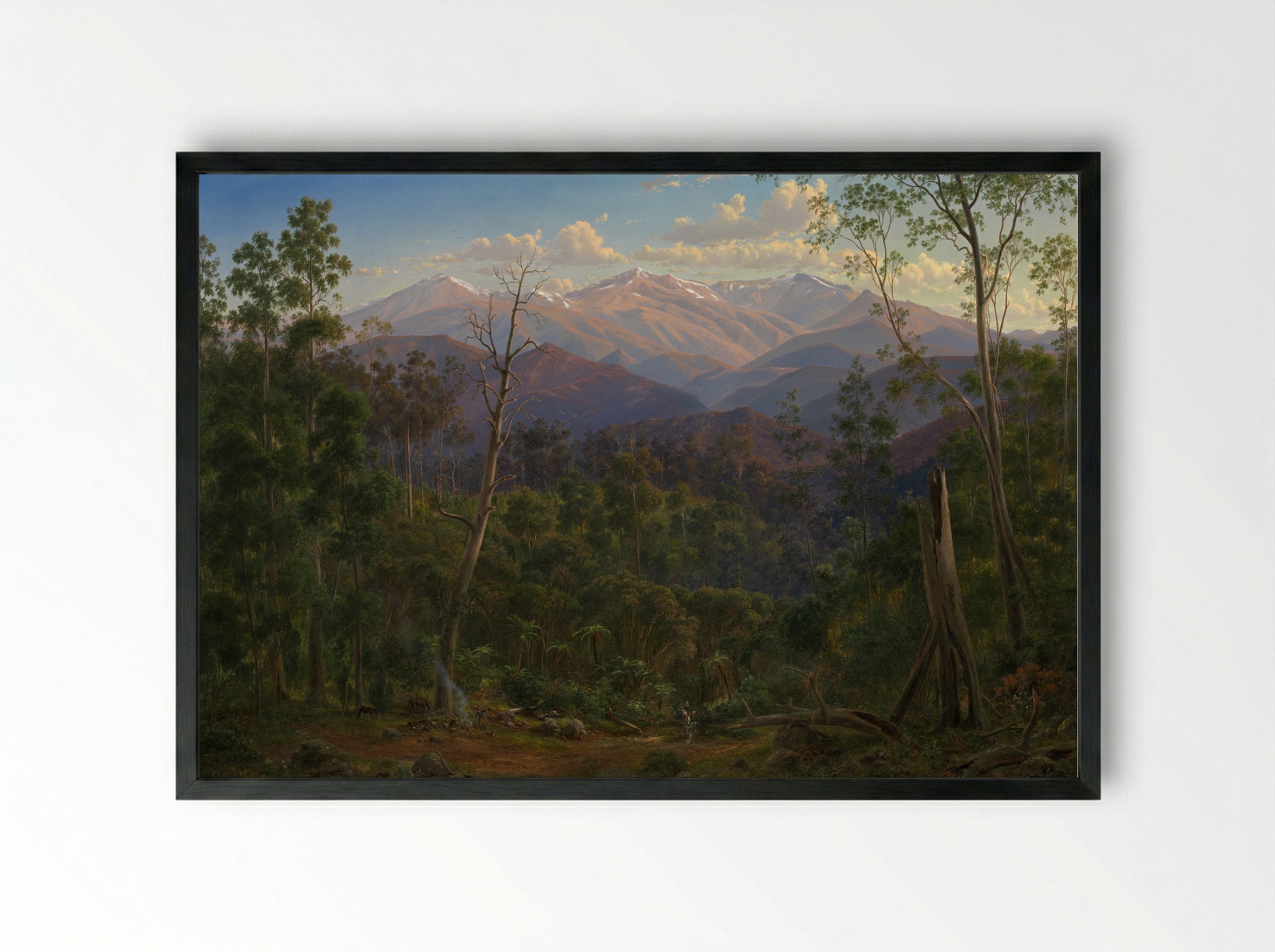 Koort Koort-nong homestead, near Camperdown, Victoria, with Mount Elephant in the distance - Eugene von Guerard - Framed Print Black