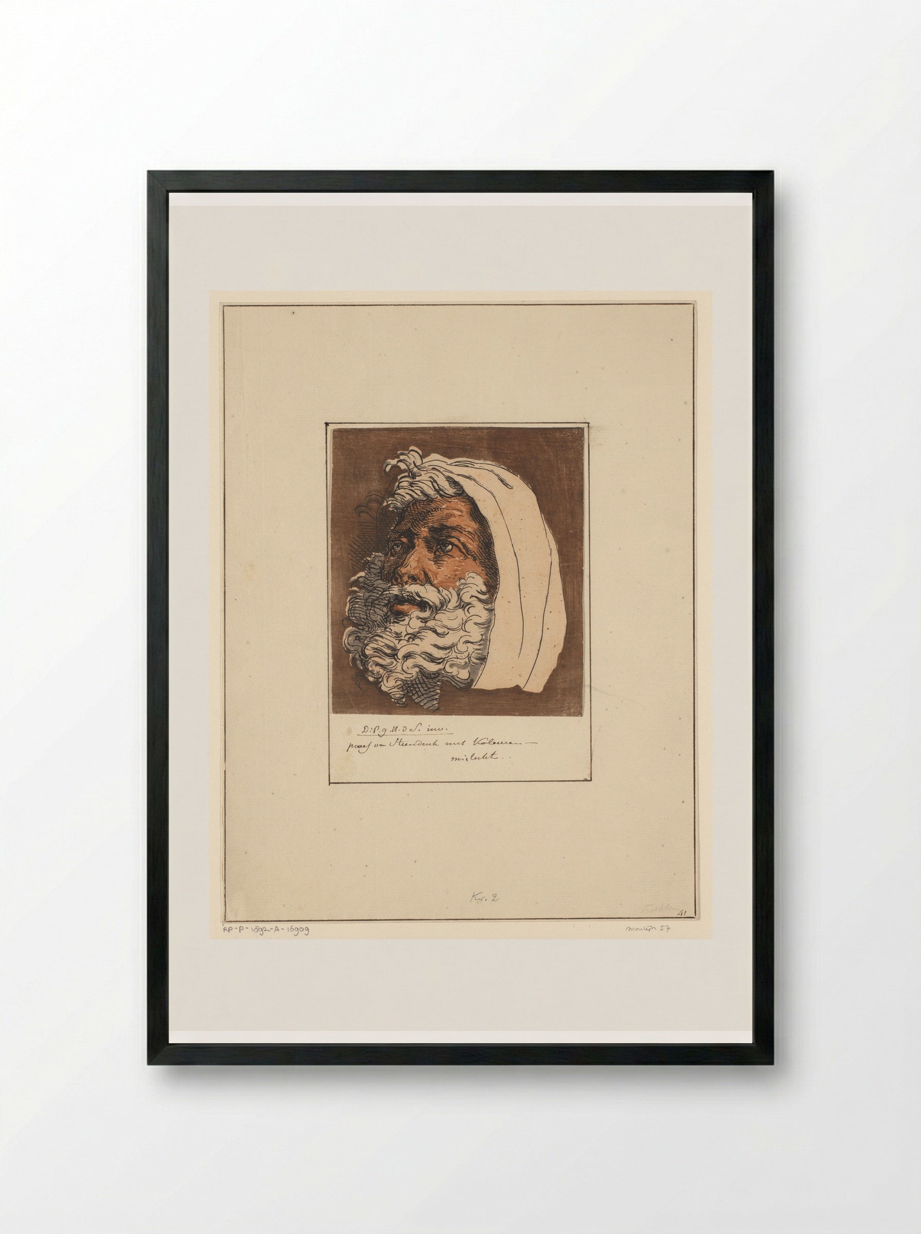 Kop van een grijsaard - David Pièrre Giottino Humbert de Superville - Framed Print Black